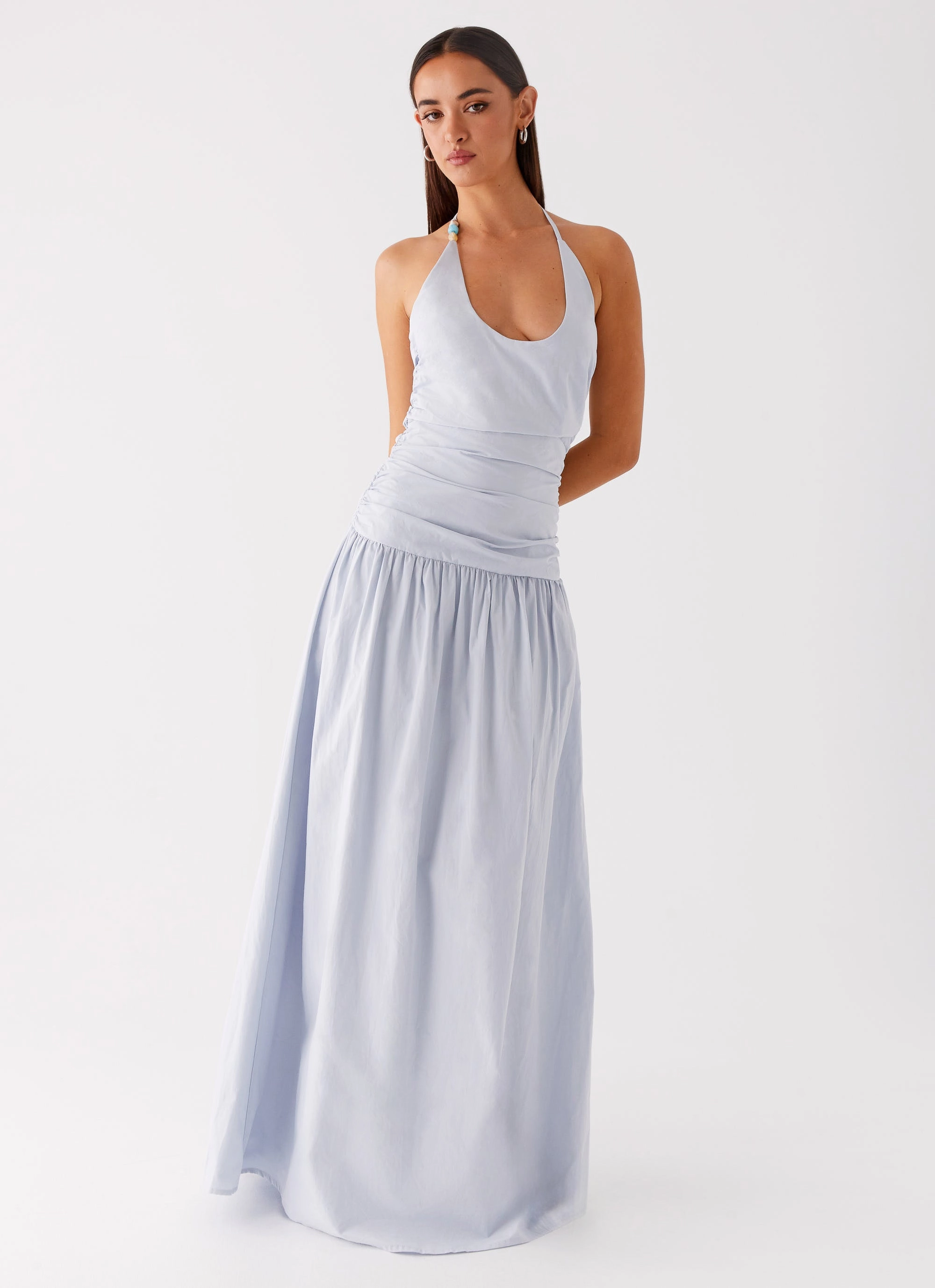 Cristina Halter Maxi Dress - Cornflower Blue Clean Style