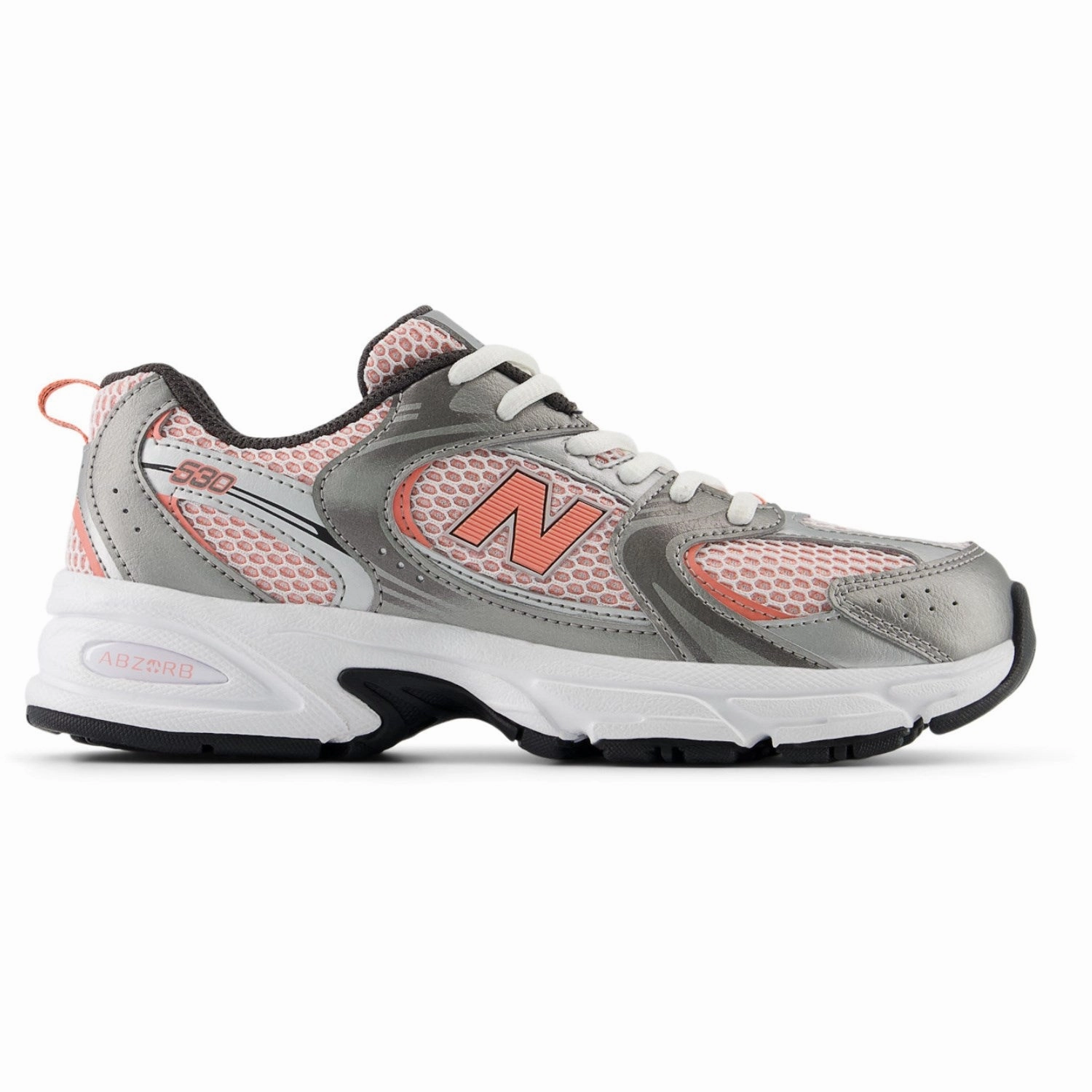 New Balance Dark Silver Metallic New Balance 530 Kids Lace Popular Model Durable Eyelets