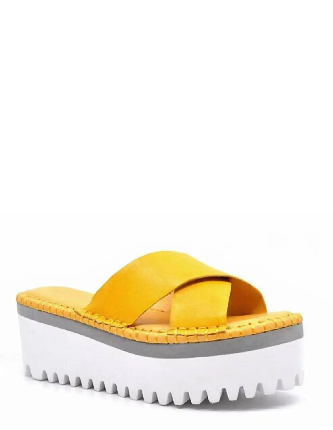Madison Sandals In Yellow Leather Sunshine Walk Slim Shape
