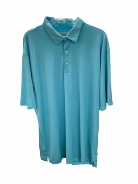 high-low hem Chambray Fabric Greg Norman Men's Shirt Teal XXL