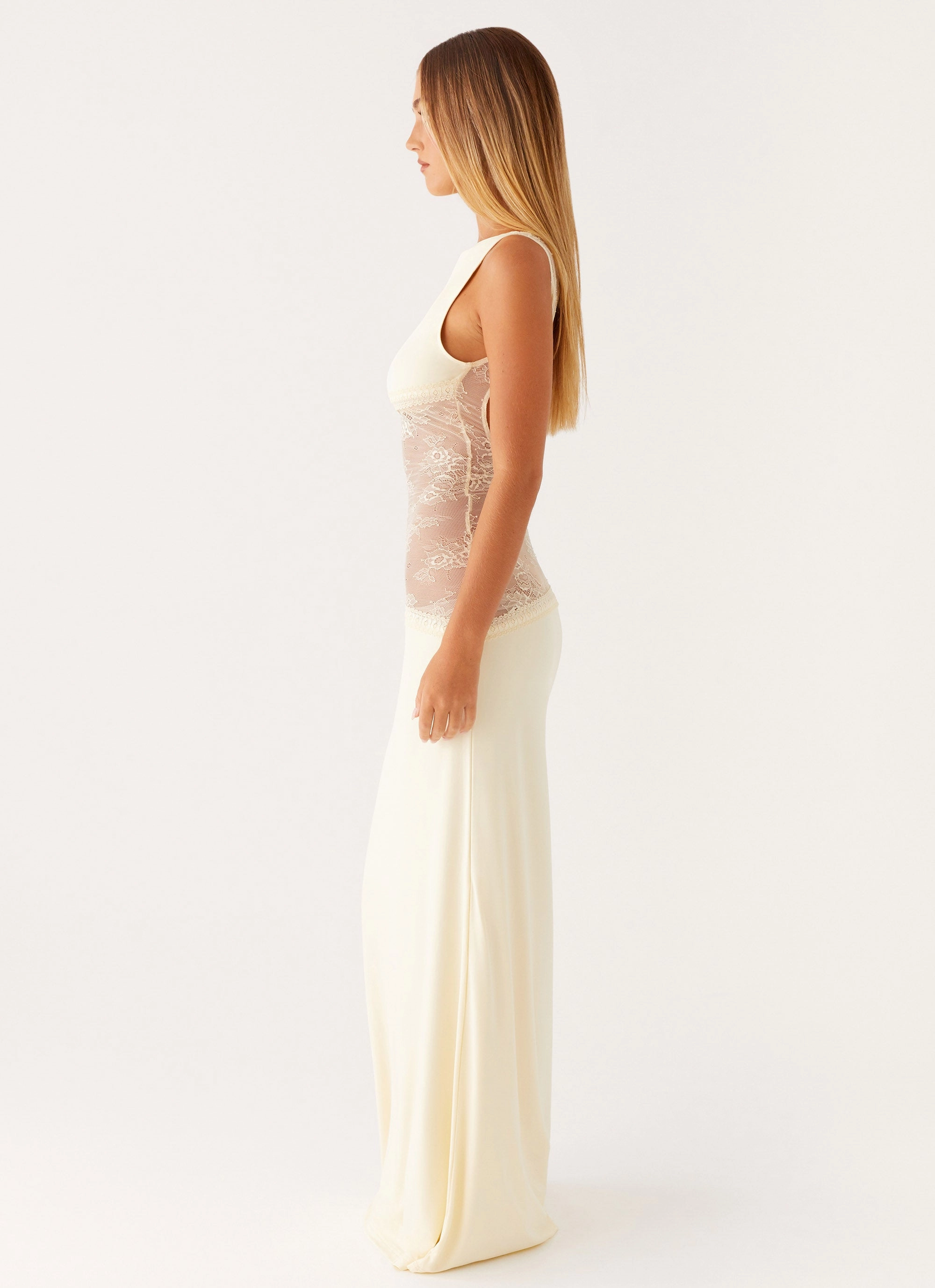 Lucinda Maxi Dress - Yellow Sheer Overlay