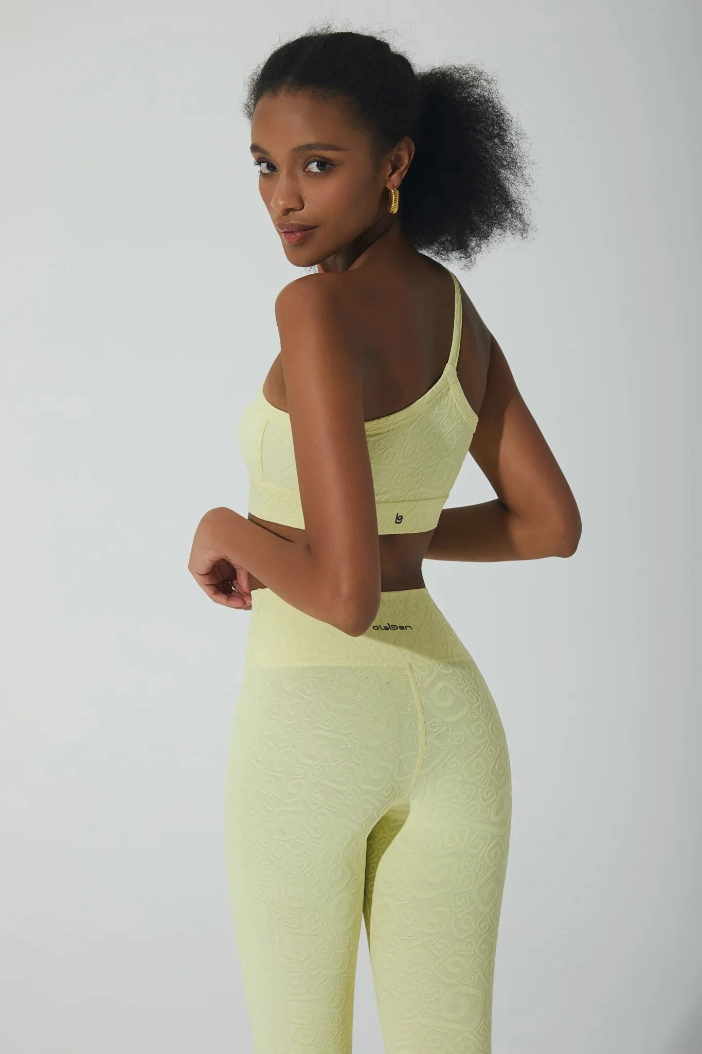 No Gap Waistline D??ese Fleur 3D Leggings - Yellow Pearl