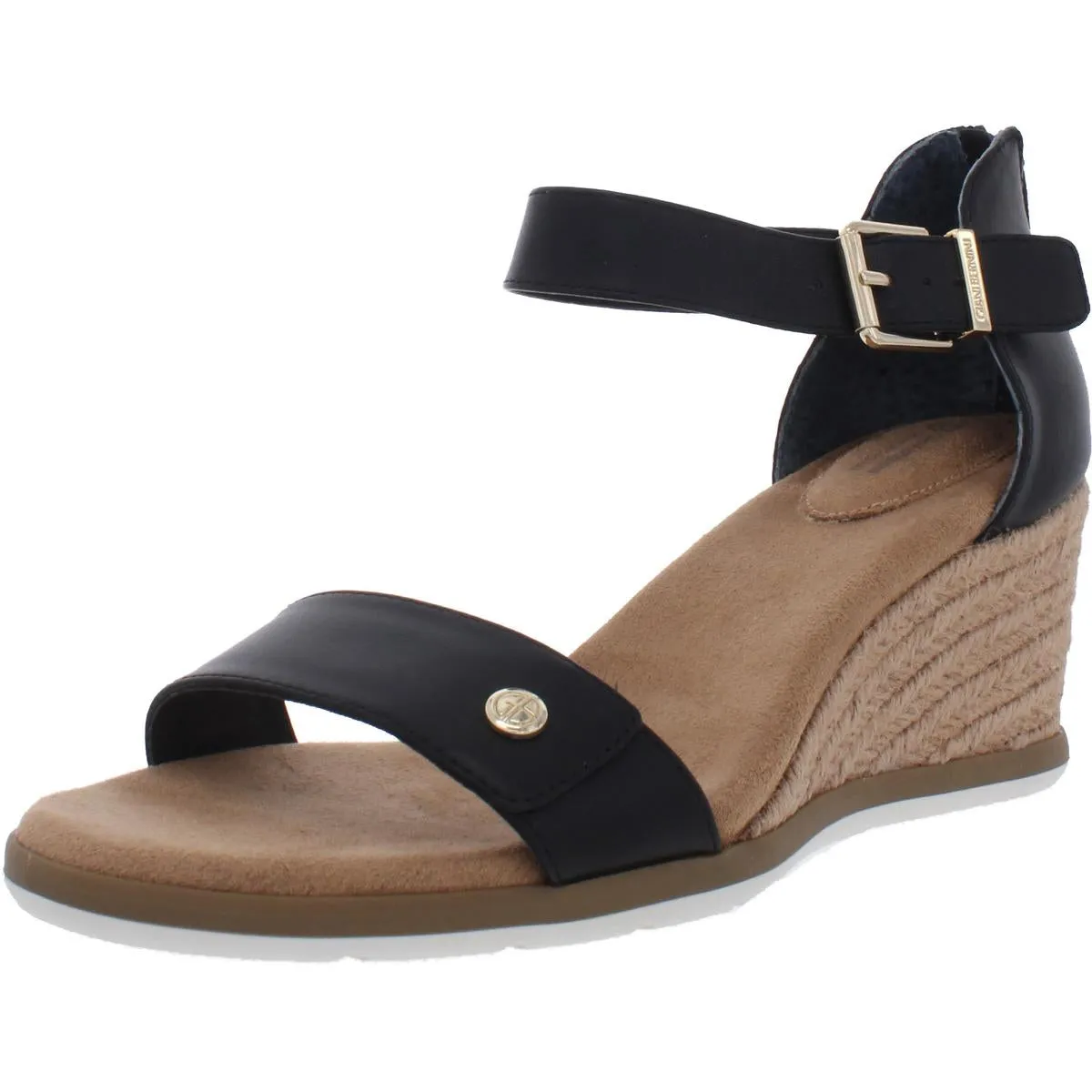 Daytonn Womens Faux Suede Ankle Strap Wedge Sandals Weekend Fit