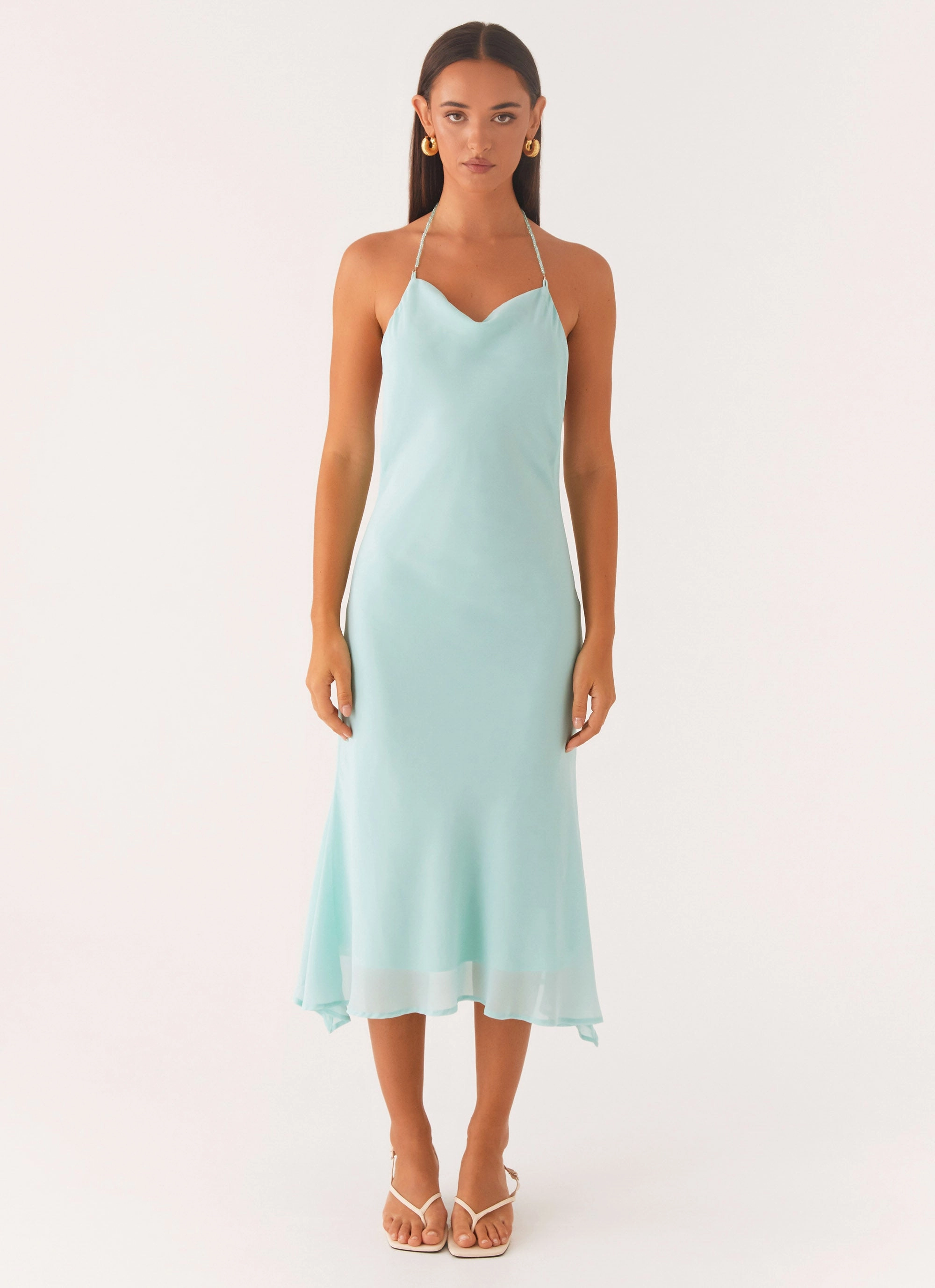 Perfect Waistband Deep Dive Midi Dress - Pale Blue