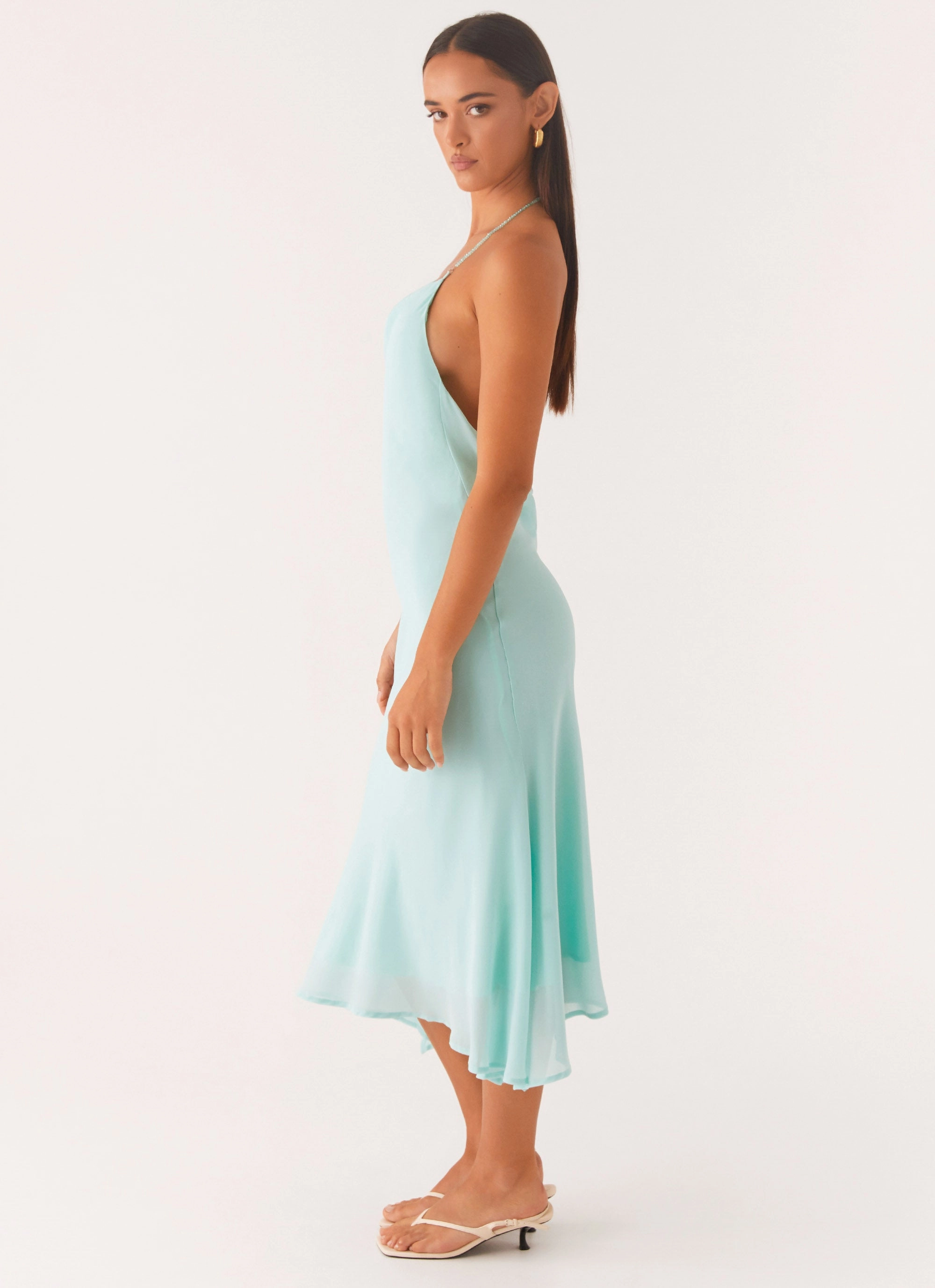 Deep Dive Midi Dress - Pale Blue Minimal Detail