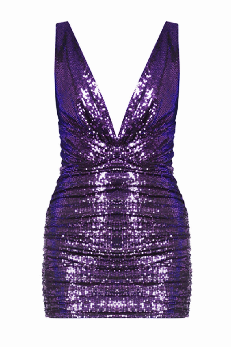 Perfectly Fitted Bride Friend Deep V-neck Mini Dress