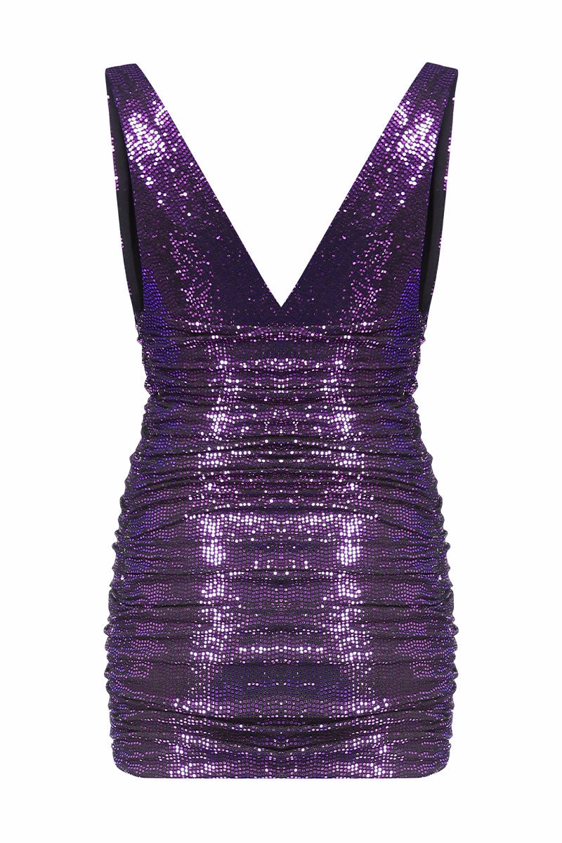 Shine Soft Deep V-neck Mini Dress