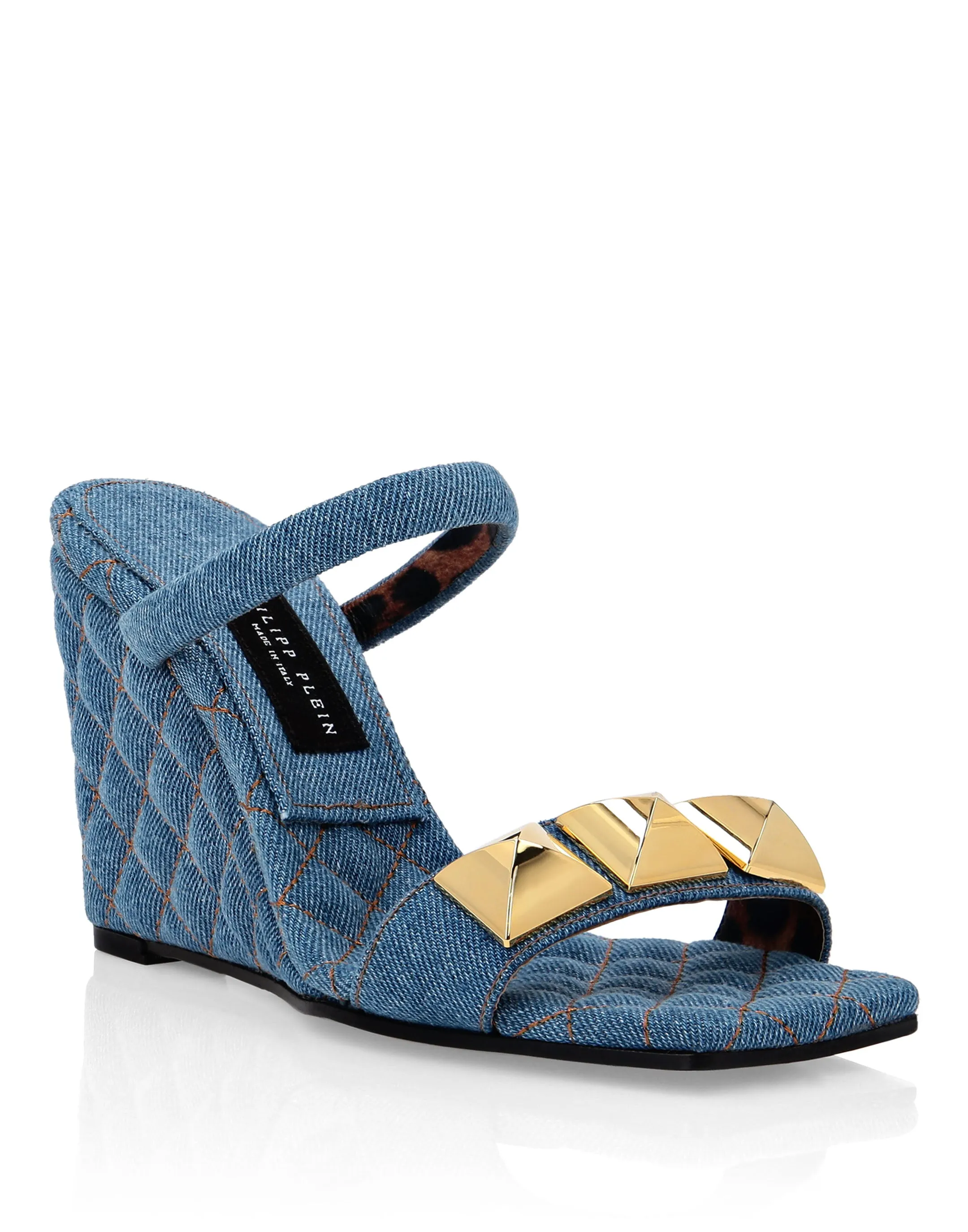 Denim Sandals Wedge Studs Slip Resistant Tread Pattern Zero Weight