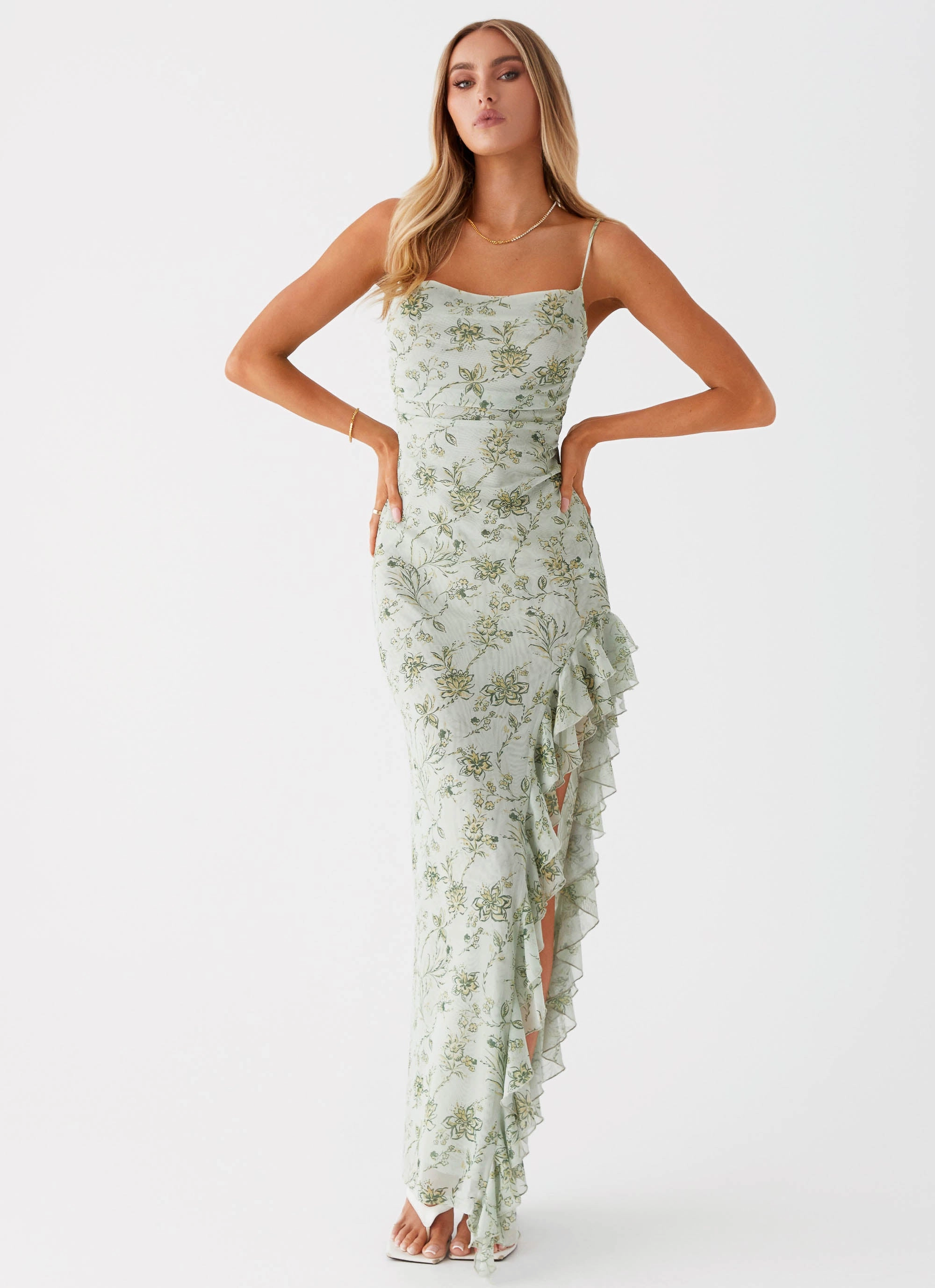 Clean Comfort Princessa Maxi Dress - Sage Floral