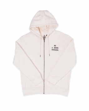Saint Script Zip Up - Cream warm-toned