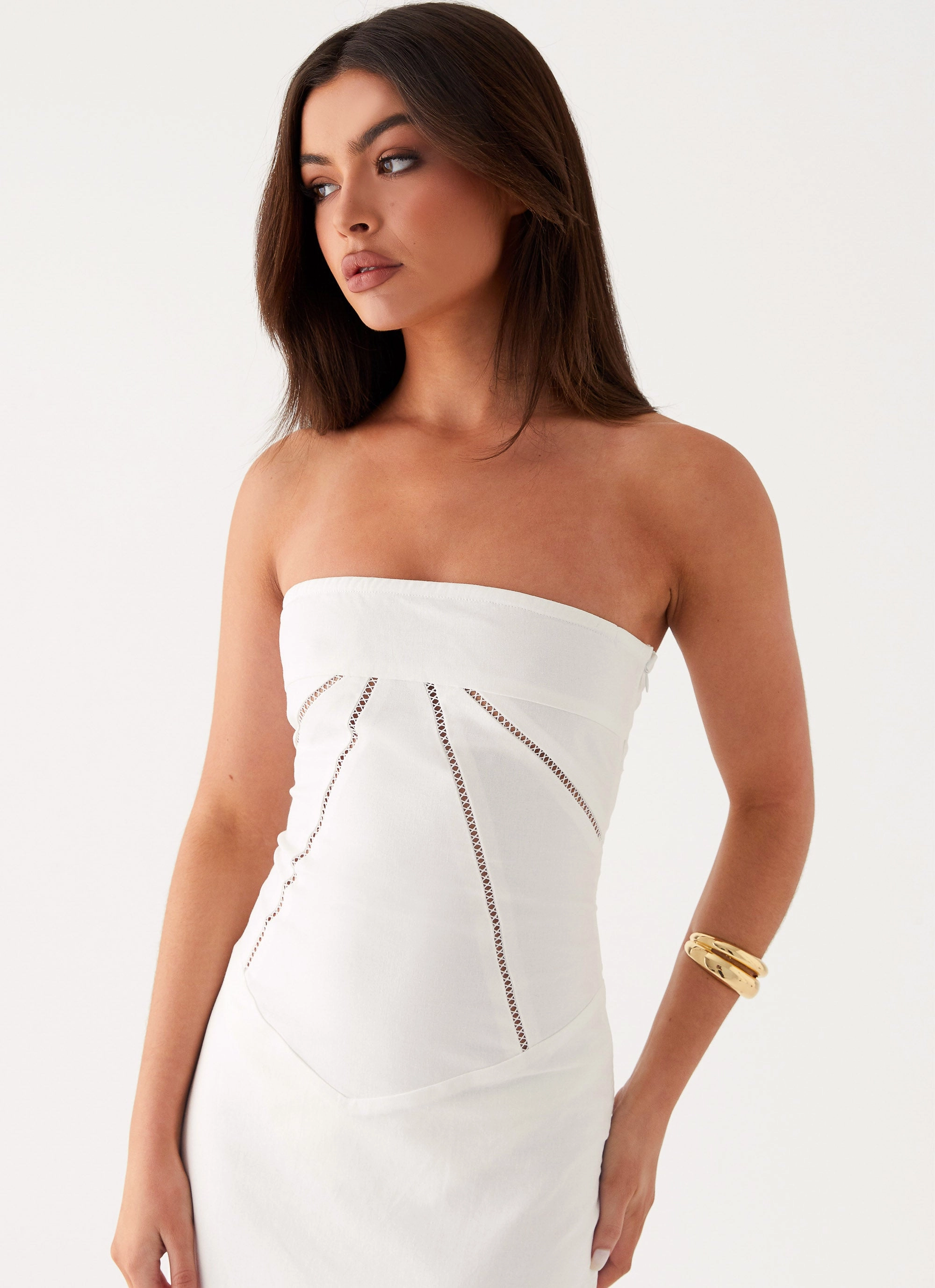 Move Easy Smooth Lines Cerisa Linen Maxi Dress - White