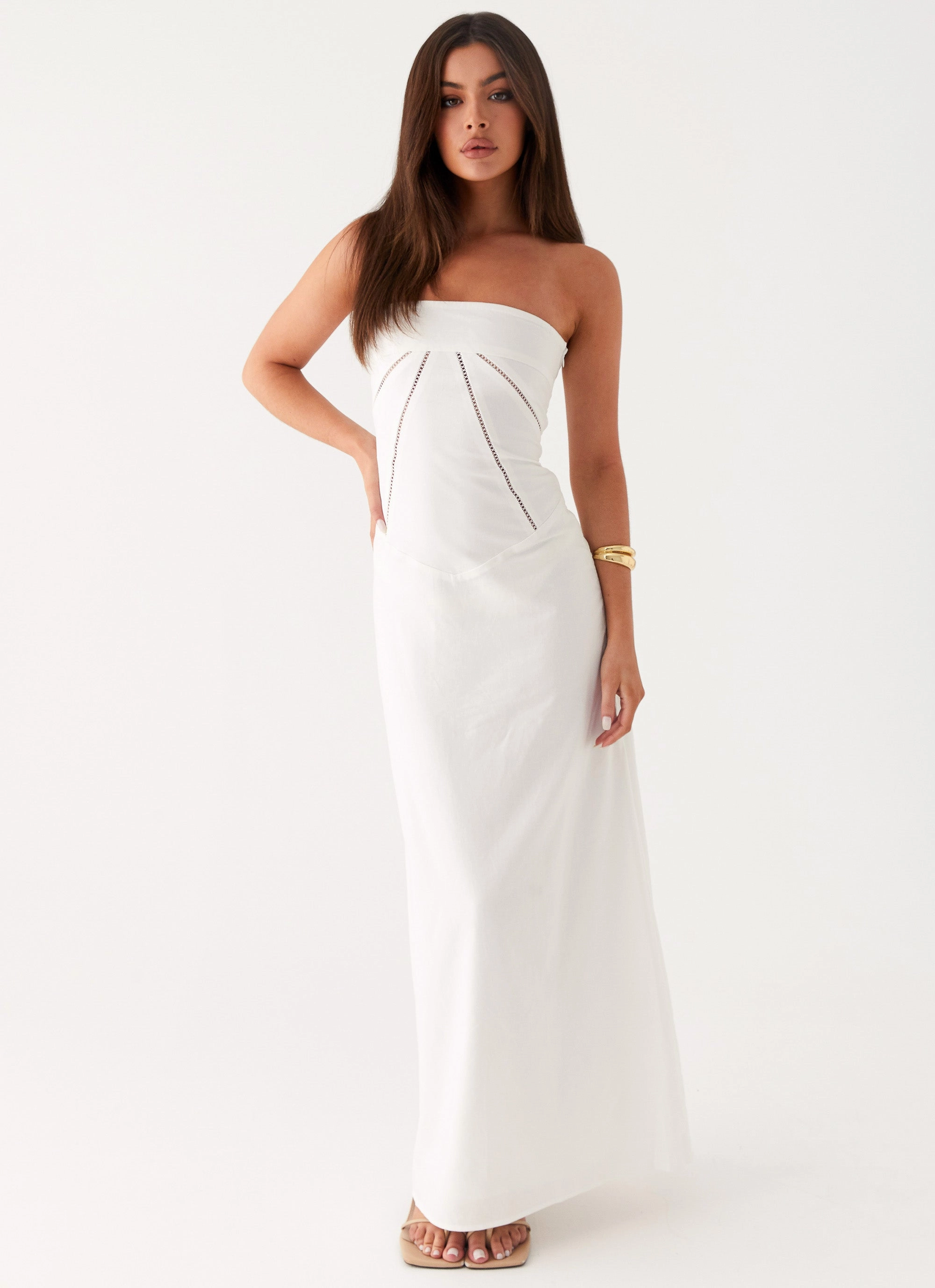 Cerisa Linen Maxi Dress - White Mood Flex Polished and Elegant