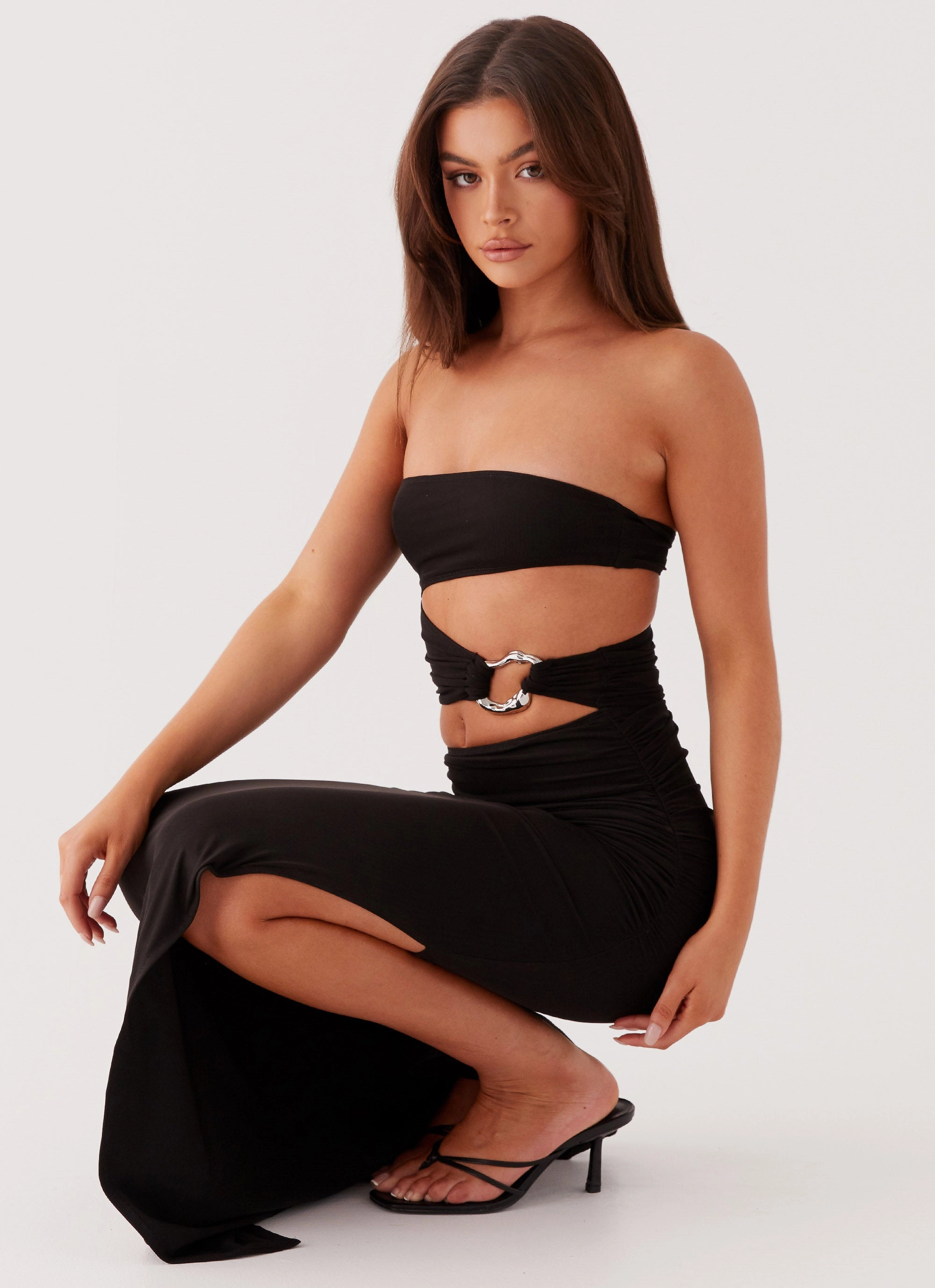 Chill Edge Into Pieces Mesh Maxi Dress - Black