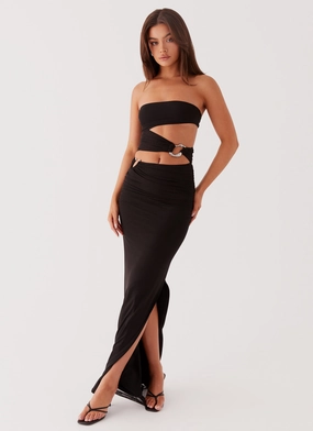 FlexibleClosure Into Pieces Mesh Maxi Dress - Black