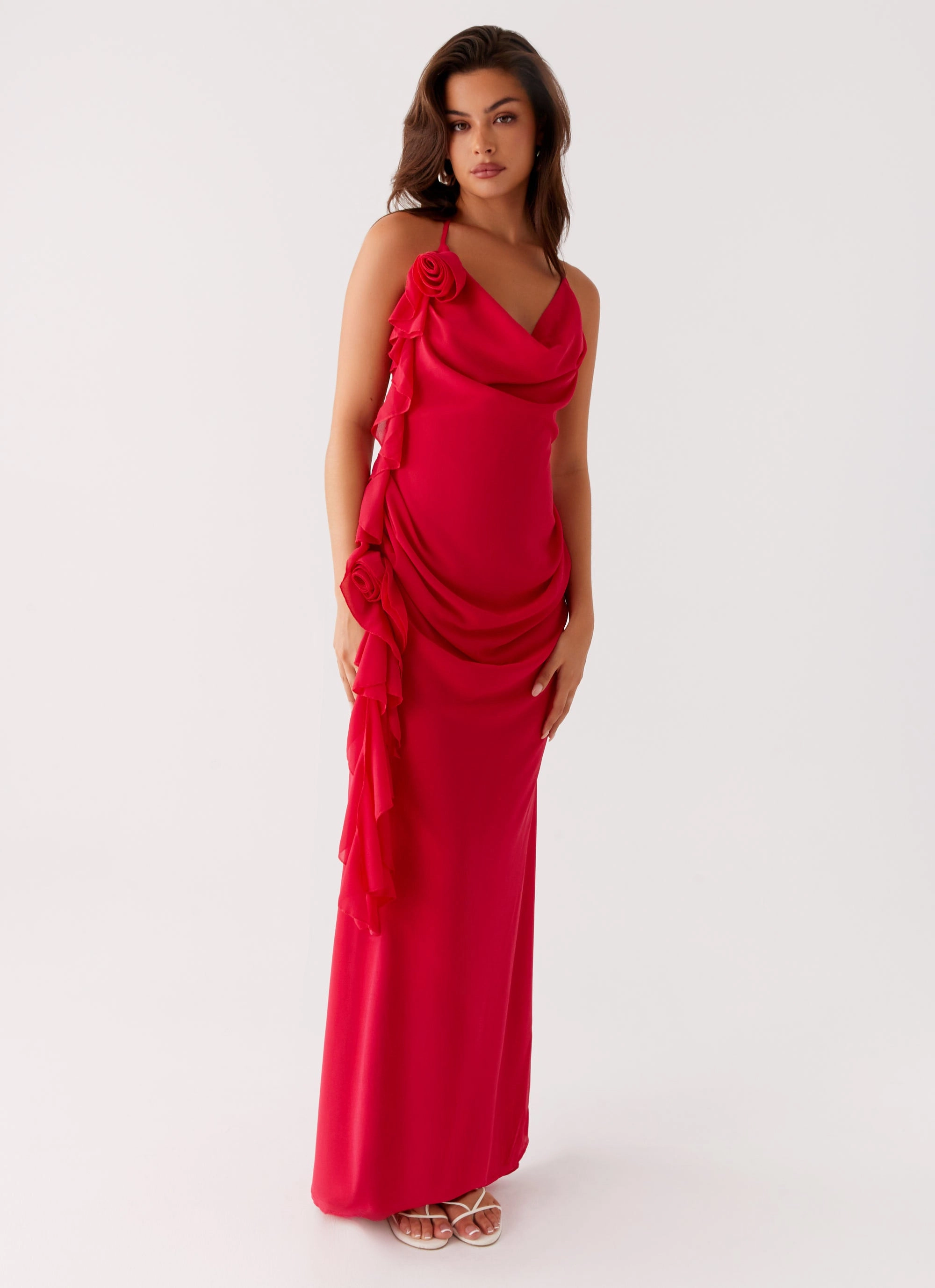 Diedre Rose Strappy Maxi Dress - Raspberry Elegant Silhouette Playful-Detail