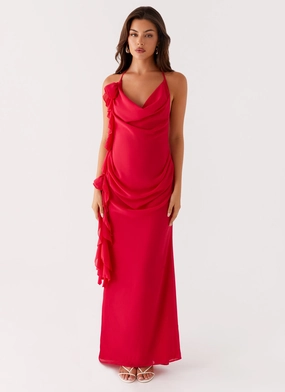 All-season garment Flexible Fit Diedre Rose Strappy Maxi Dress - Raspberry