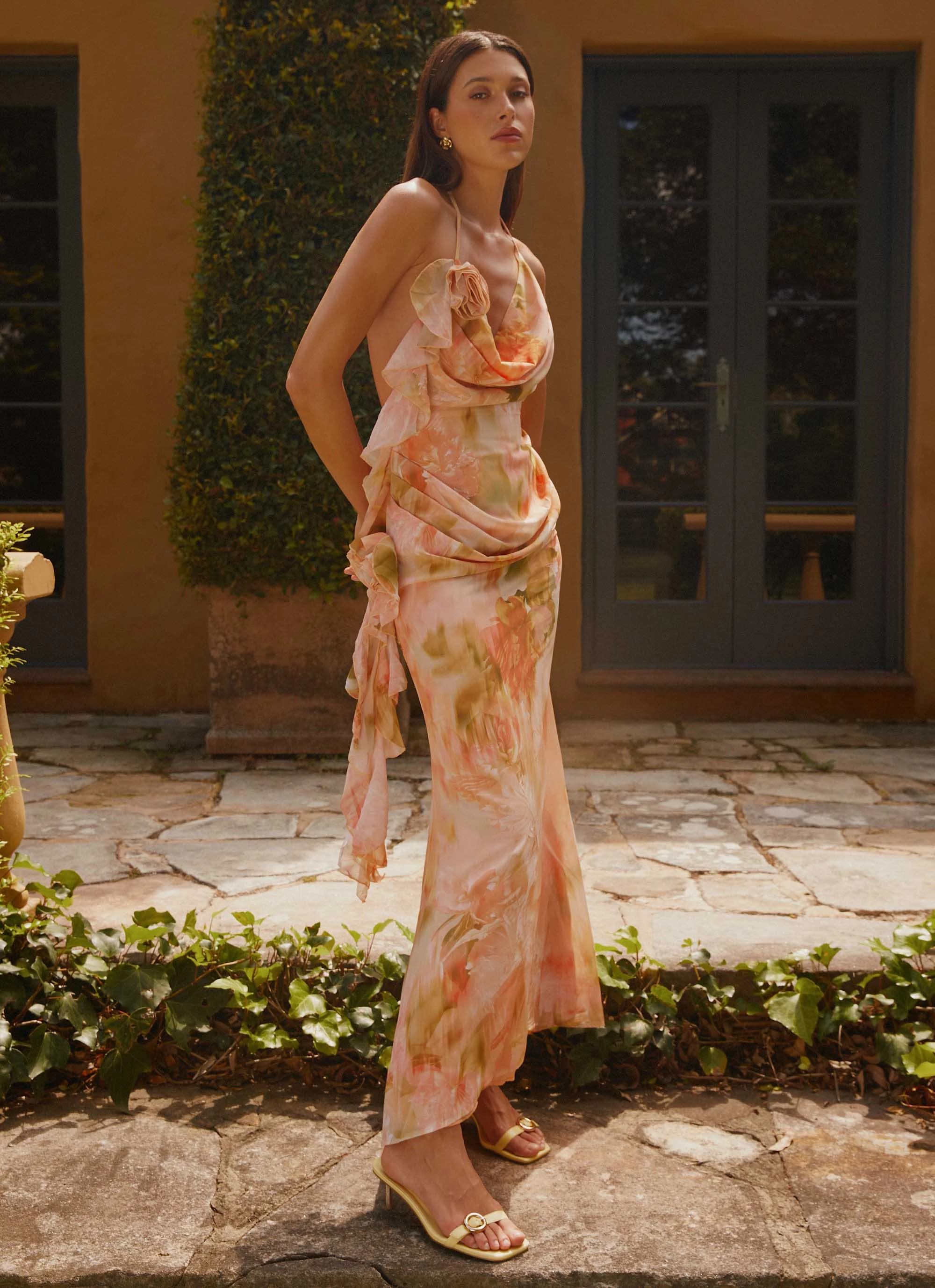 Diedre Rose Strappy Maxi Dress - Sunset Floral Special-Edition Trendy Piece