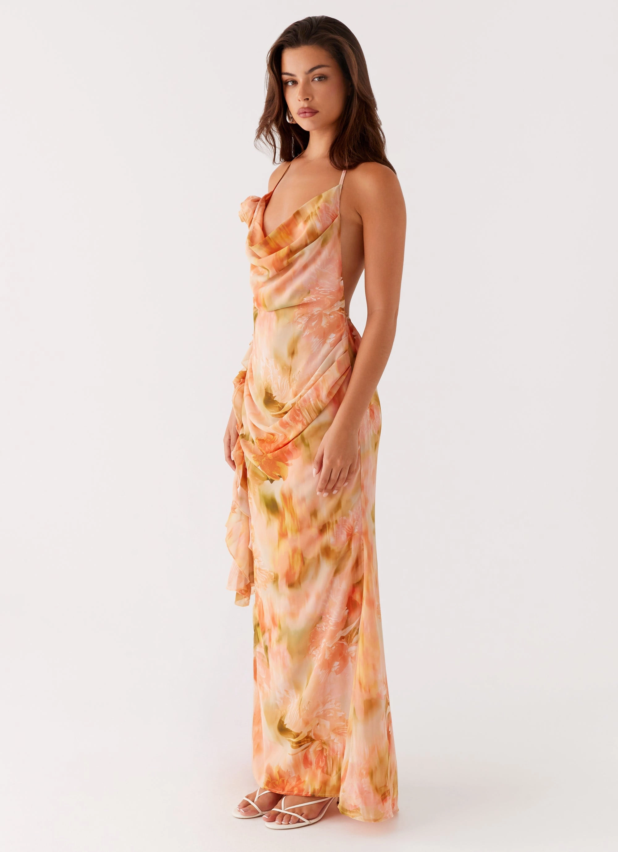 Diedre Rose Strappy Maxi Dress - Sunset Floral Climate-Adaptive Street Mode