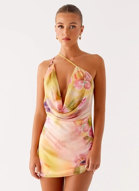 Urban Spirit Bohemian Bliss Mesh Mini Dress - Sunburst Floral