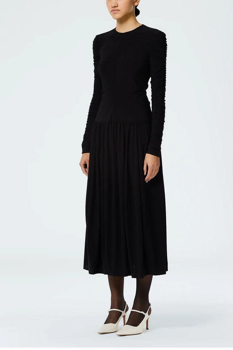 Drapey Jersey Ruched Dress Flattering Look Fit