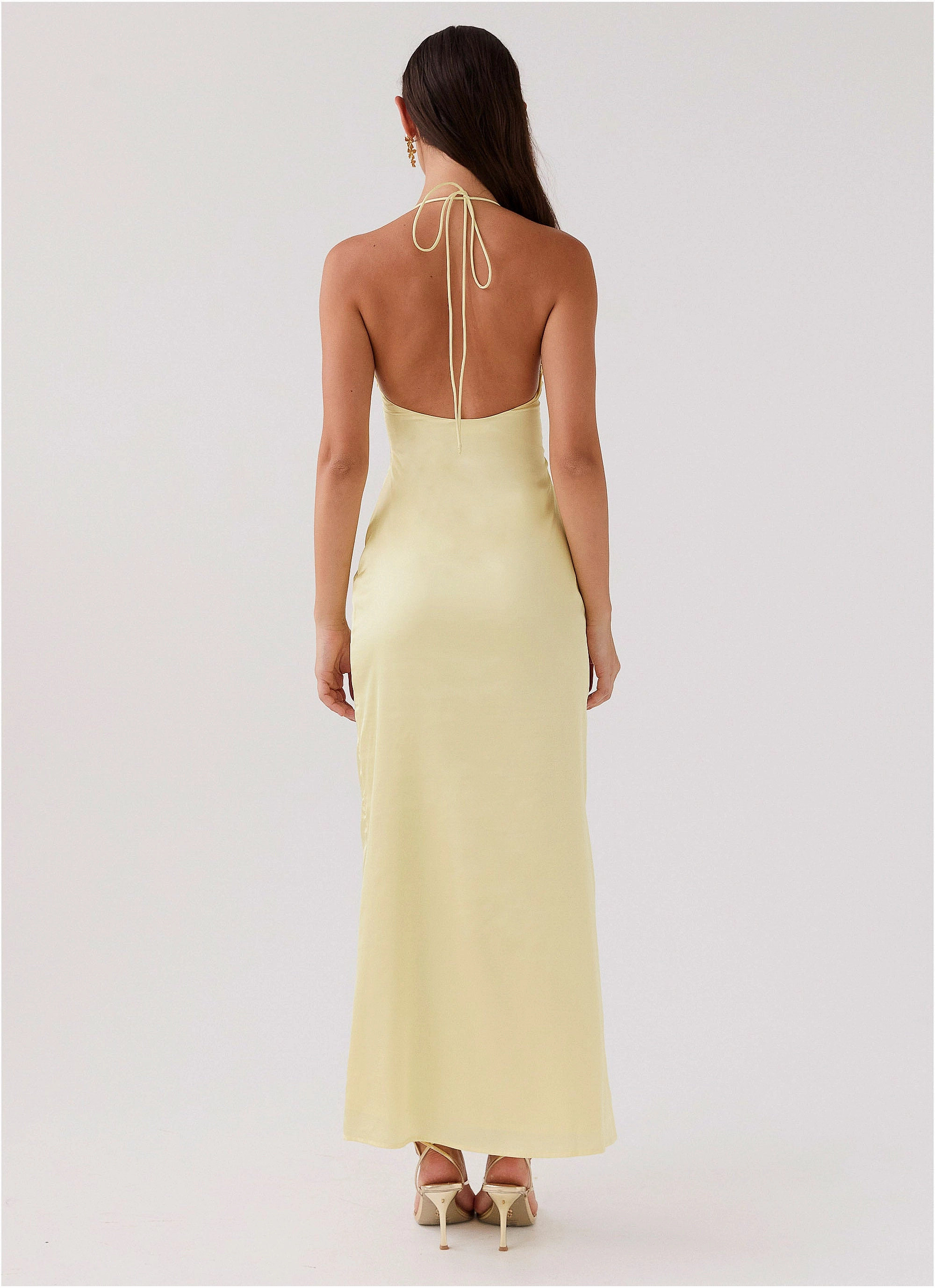 Cozy Wearable Dream Sight Lace Satin Maxi Dress - Lemon