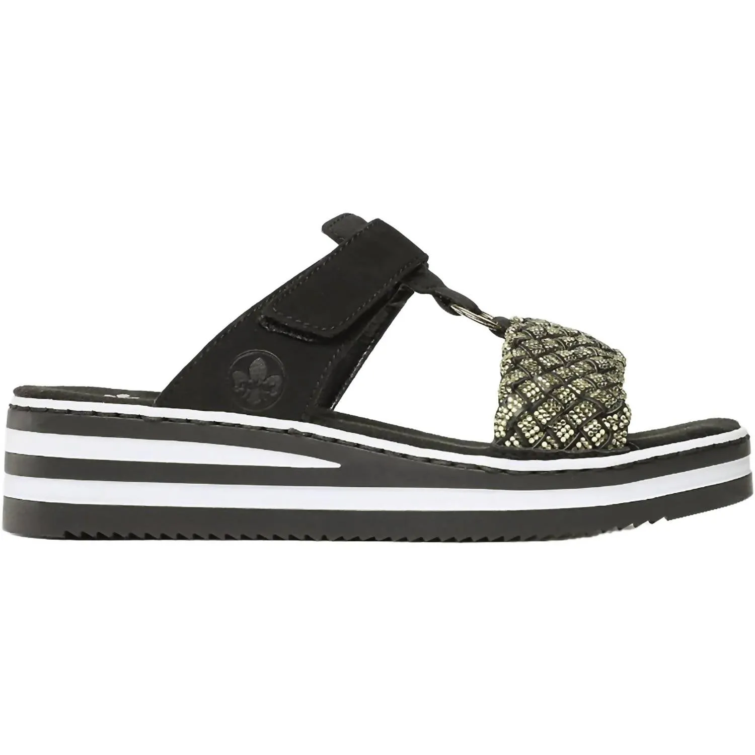 Women's Regina P8 Synthetic Wedge Sandal In Black Practical Walking Shoes