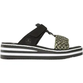 Women's Regina P8 Synthetic Wedge Sandal In Black Practical Walking Shoes