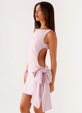 Rhodes Bow Mini Dress - Pink Minimal Cut