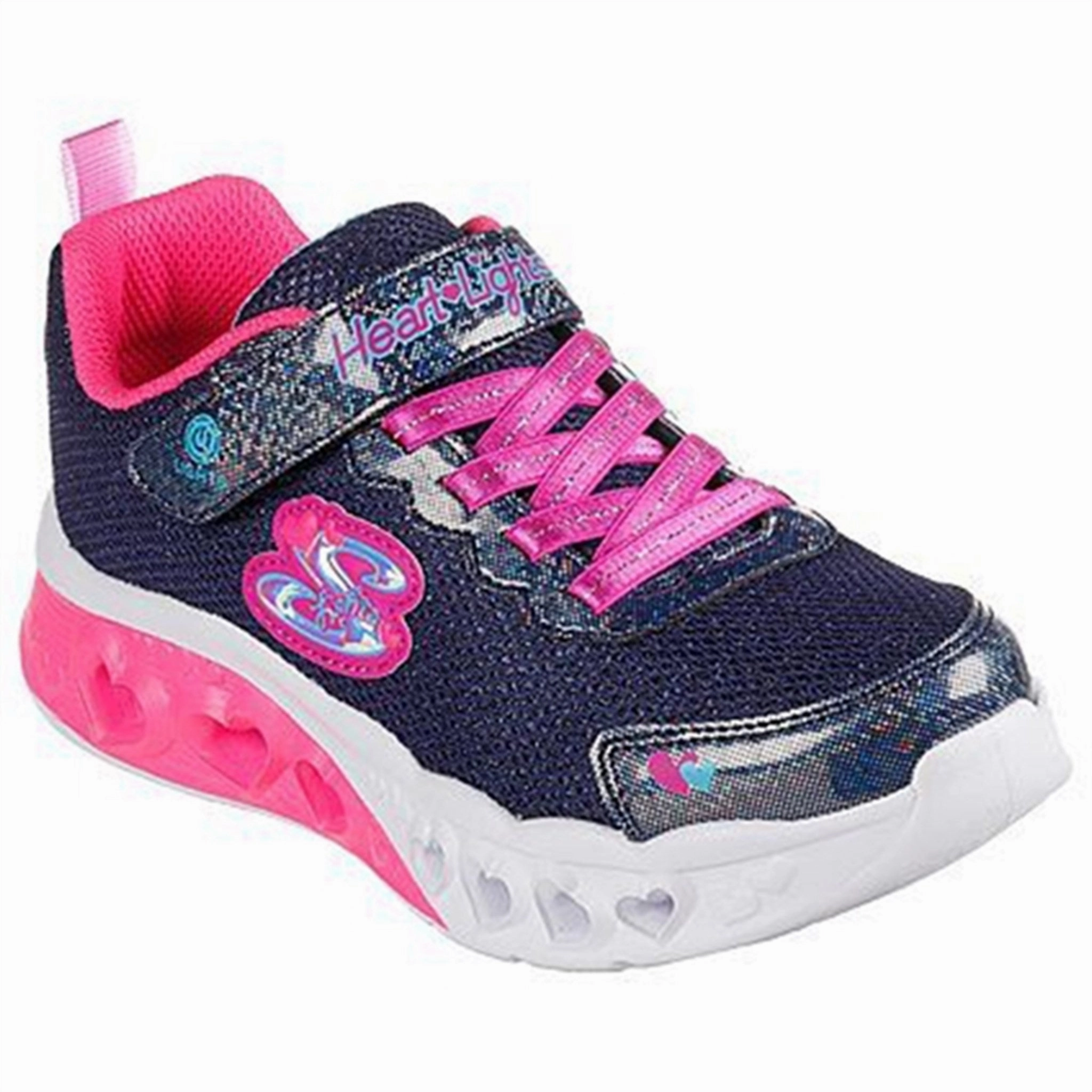 Skechers Flutter Heart Lights Sneakers Navy Multicolor Comfort Pad