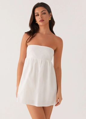 Dylan Babydoll Mini Dress - White Office Casual