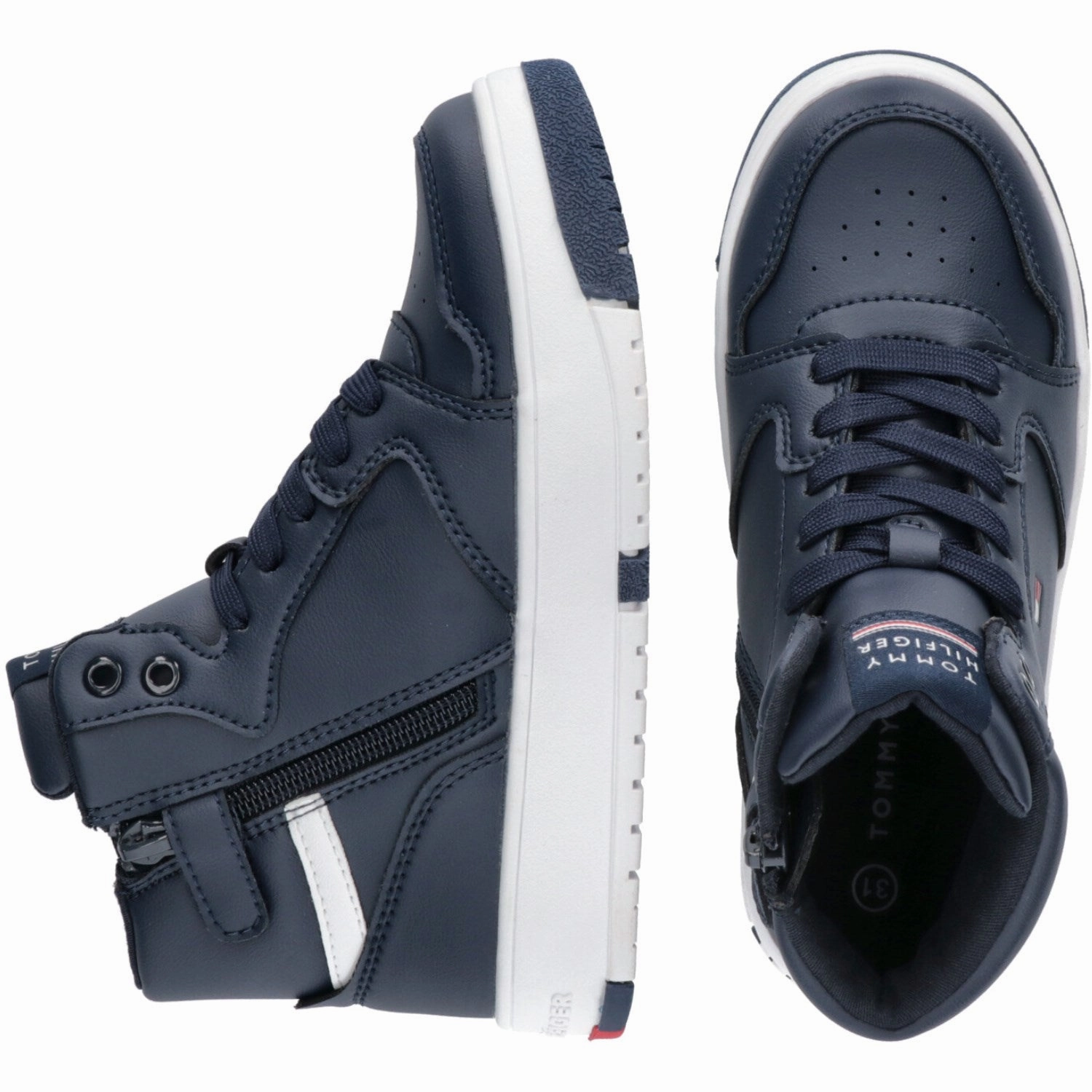 Tommy Hilfiger Blue Mid Cutlace-Up Sneaker Indoor style