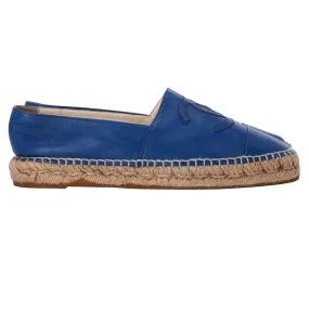 Chanel CC Espadrille Flats in Blue Lambskin Leather Step In