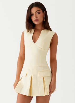 Cassia Mini Dress - Yellow Soft Drape