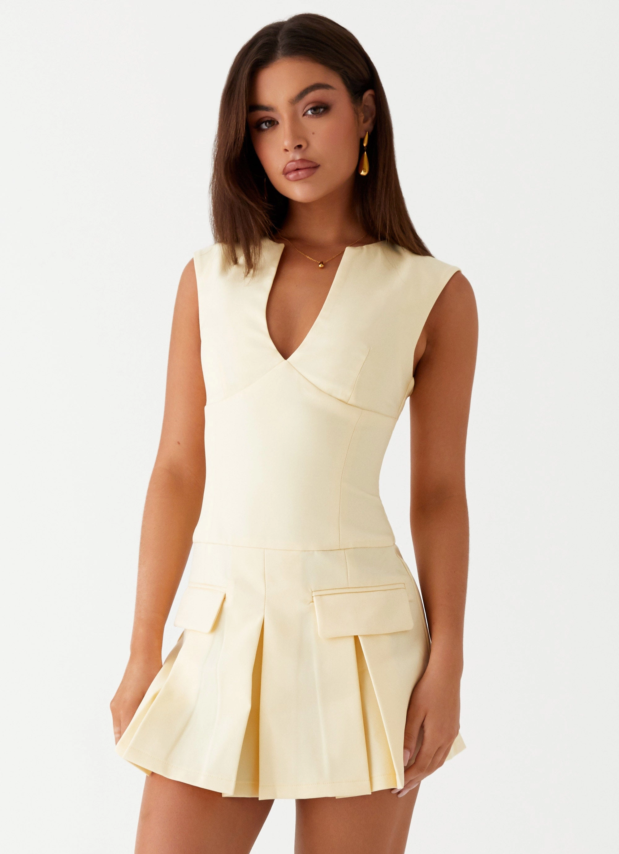 Cassia Mini Dress - Yellow Soft Drape