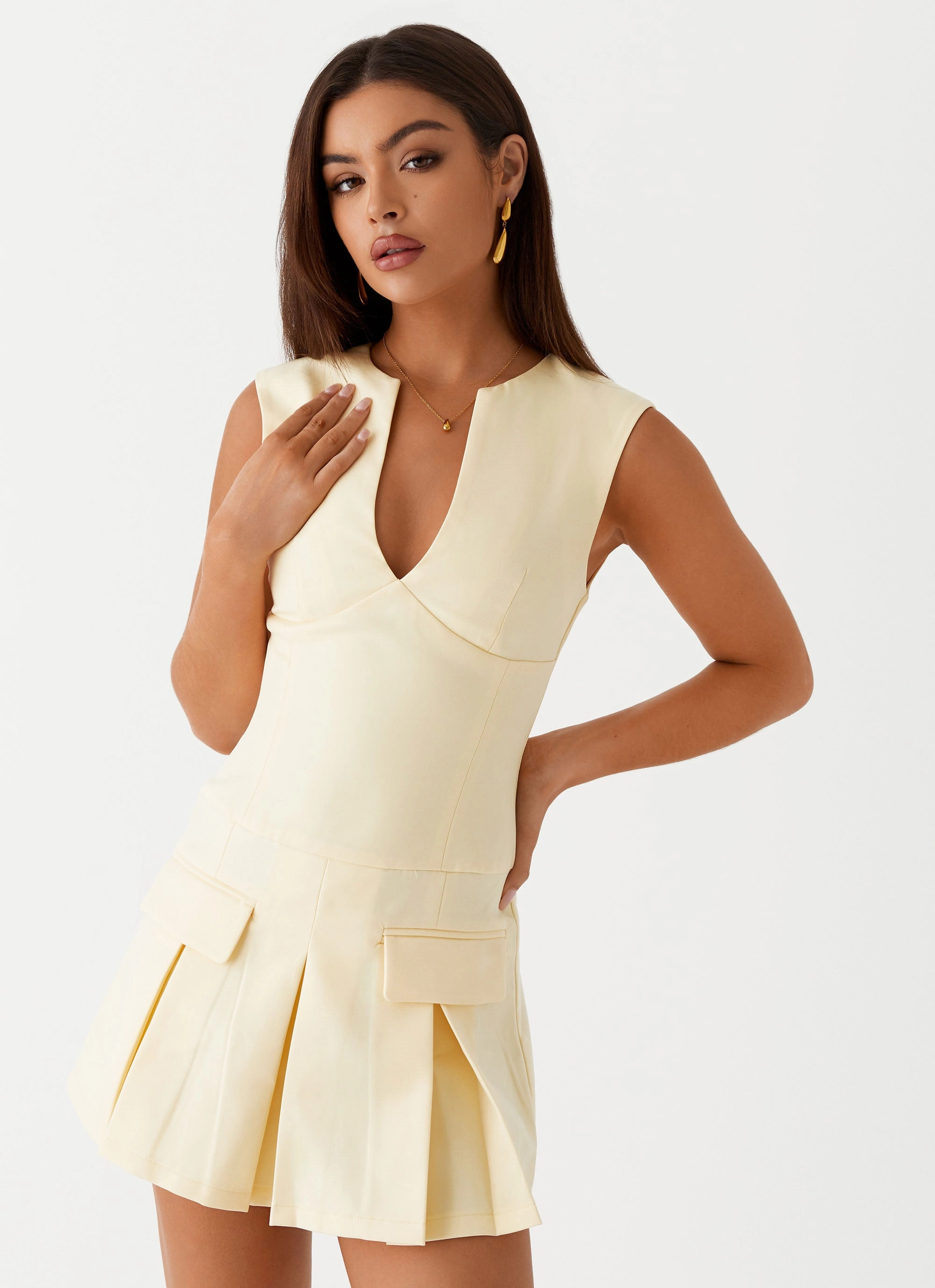 Chic Harmony Cassia Mini Dress - Yellow