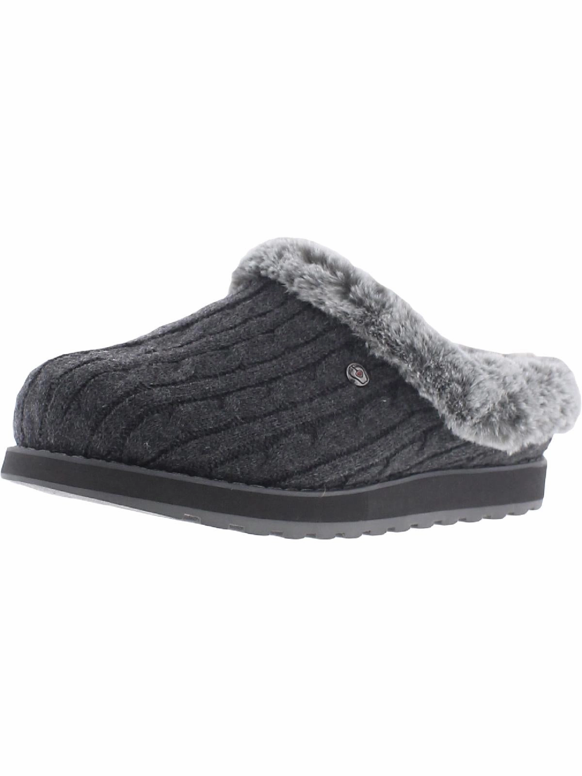 Keepsakes Ice Angel Womens Cable Knit Faux Fur Clogs Lace Up Style
