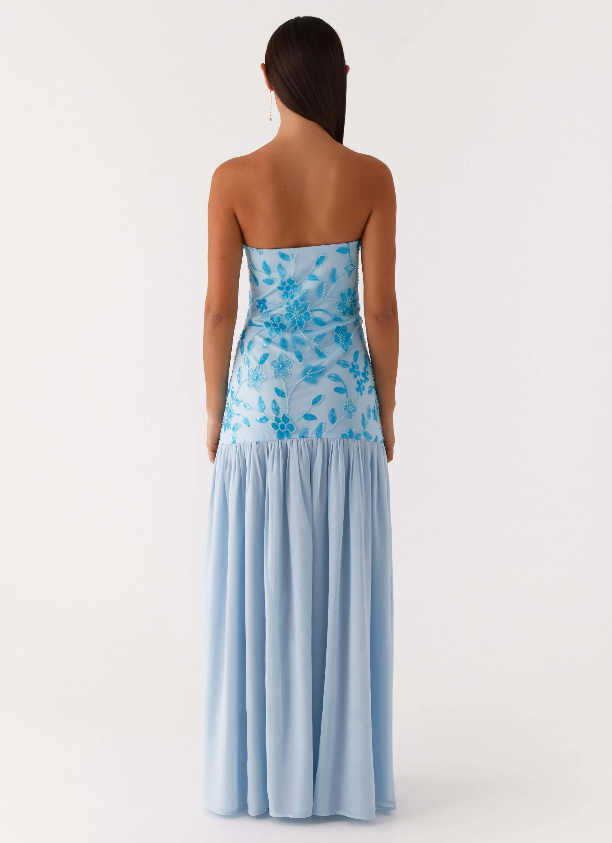 Eden Strapless Beaded Maxi Dress - Blue Tailored Cut