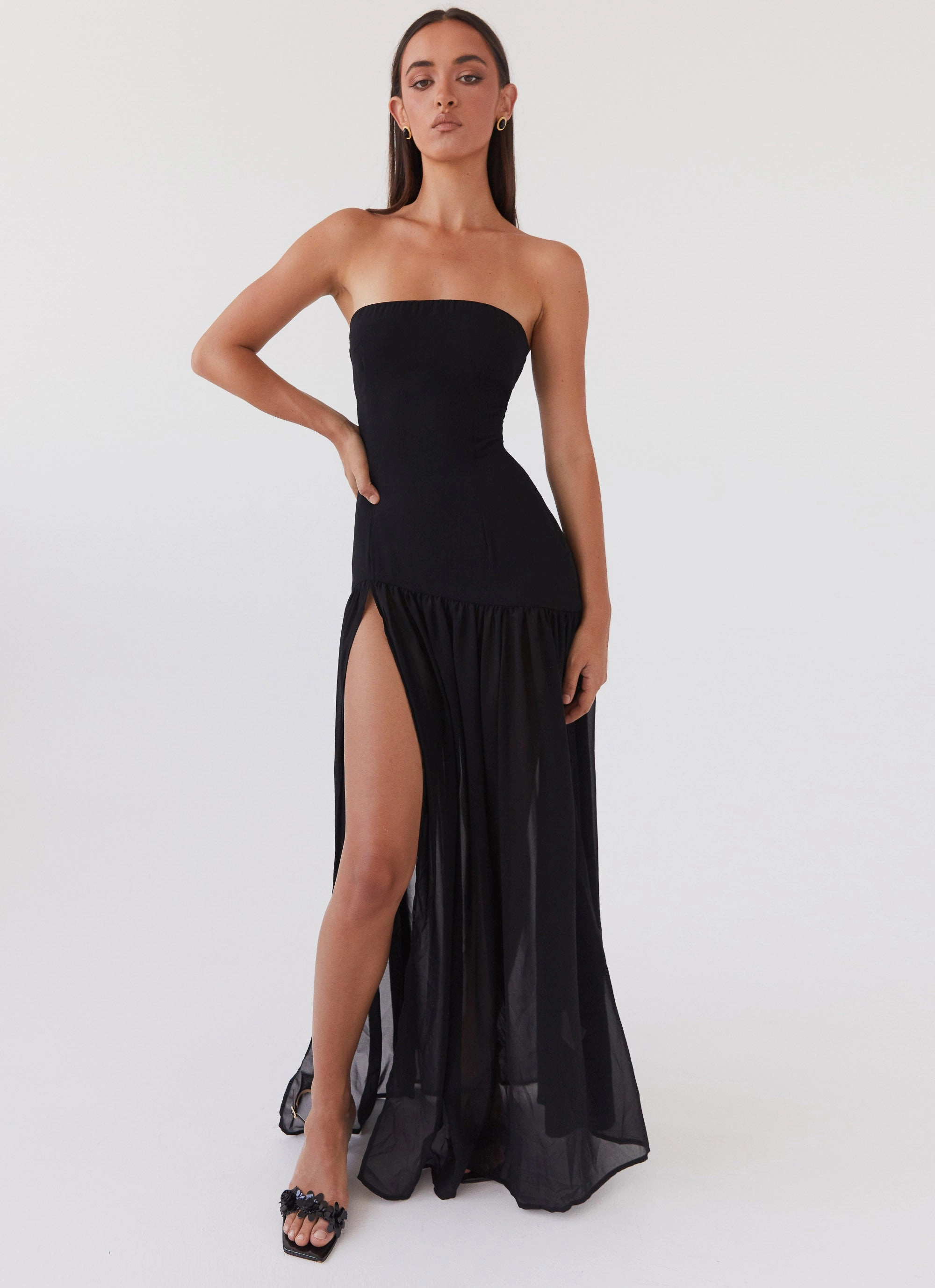 Eden Strapless Maxi Dress - Black Lounge Base