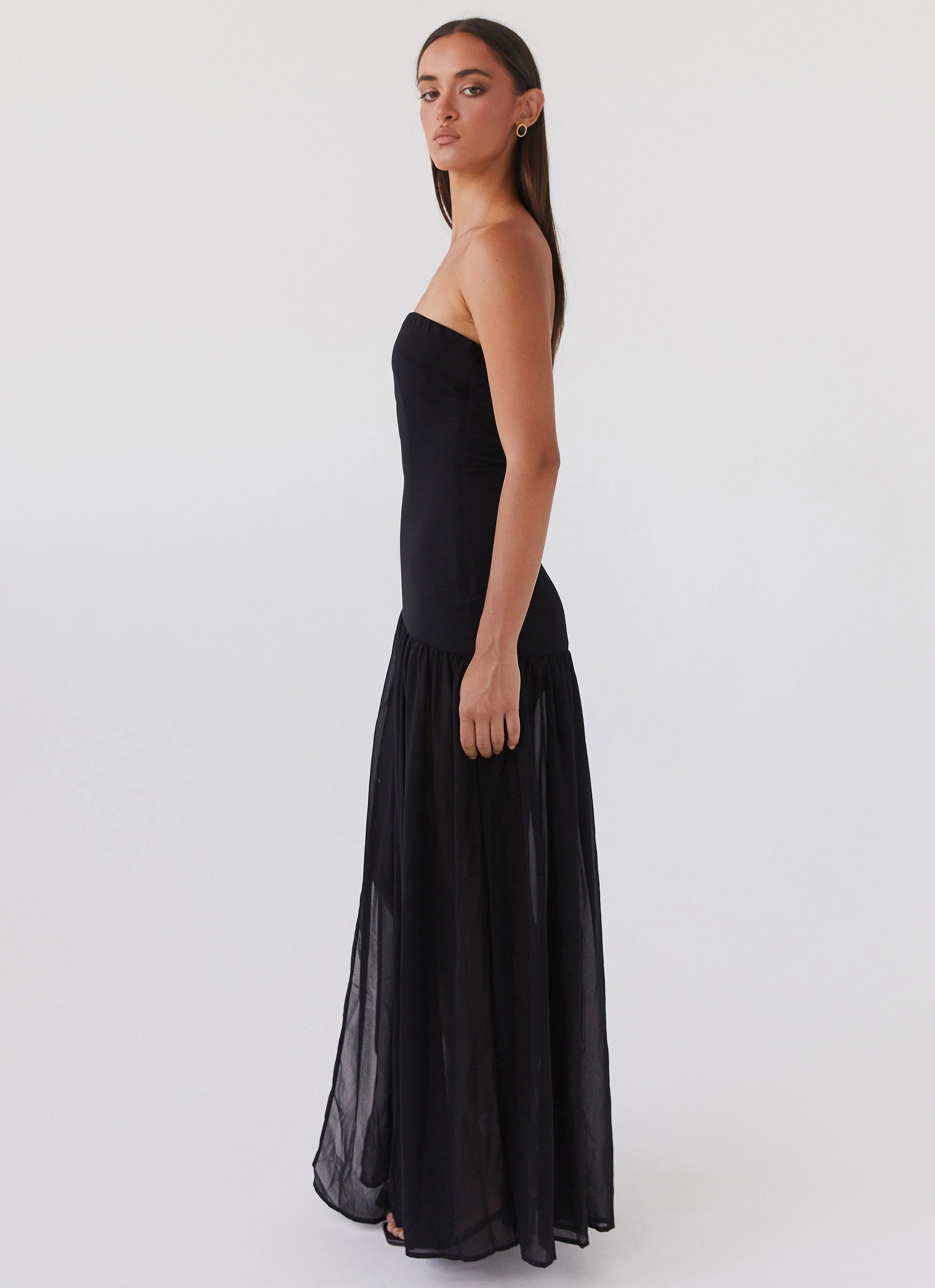Eden Strapless Maxi Dress - Black Back-Zip