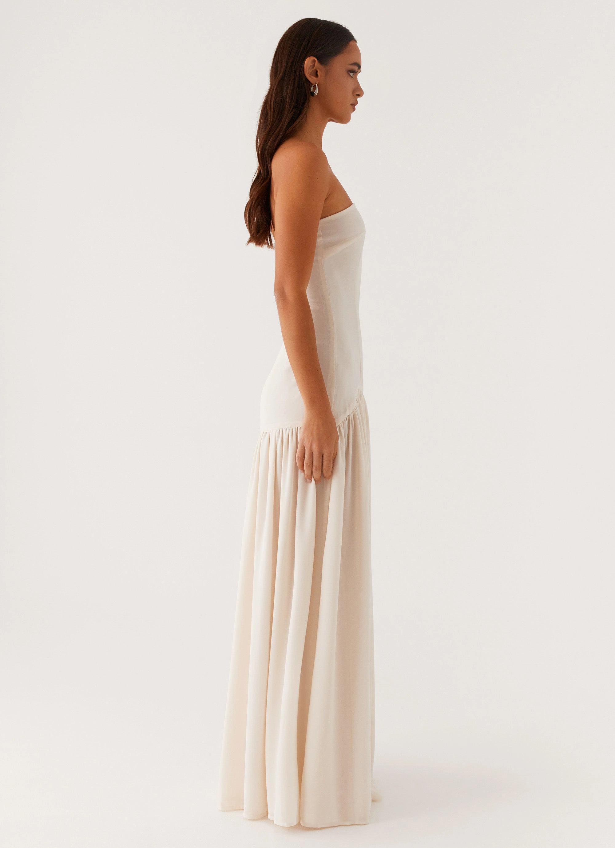 bold appearance Jewel-Tone Eden Strapless Maxi Dress - Ivory