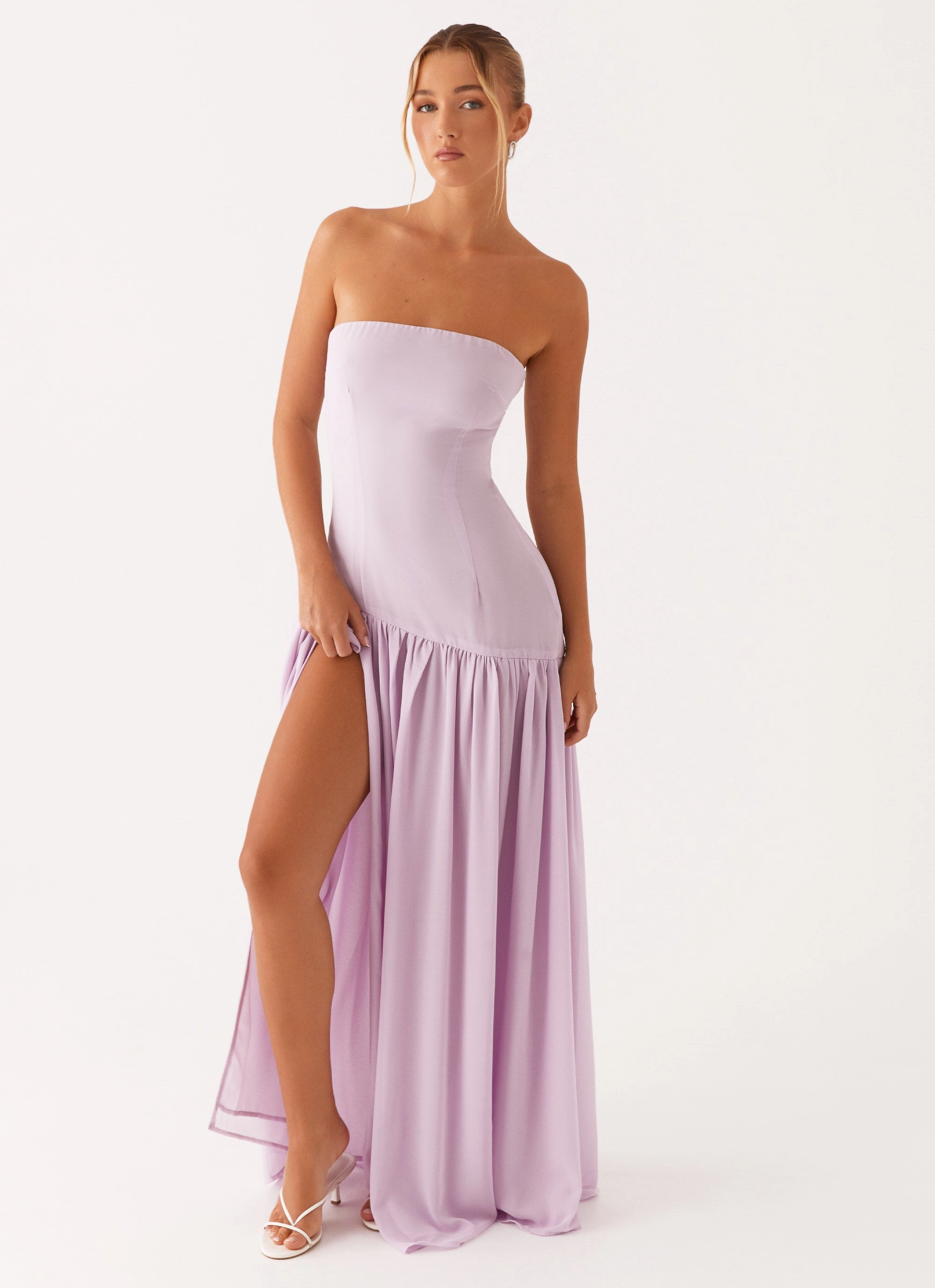 Eden Strapless Maxi Dress - Lilac Modern and Feminine