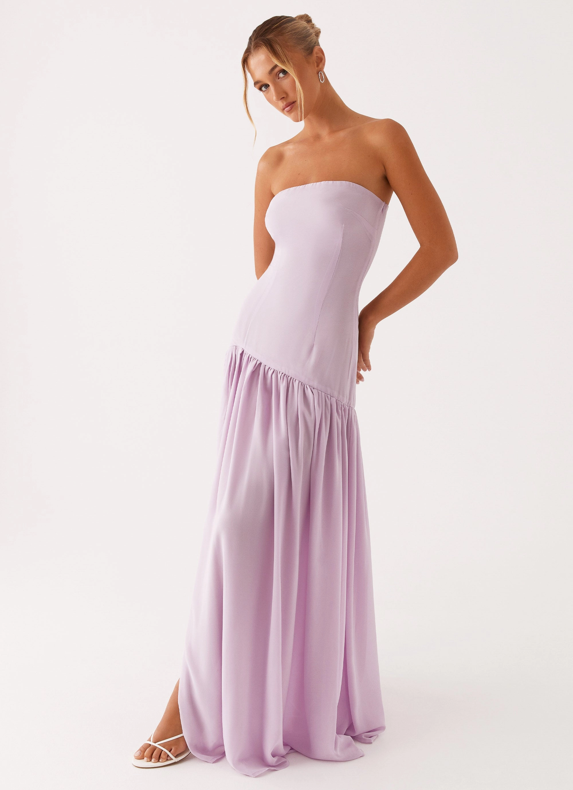 Eden Strapless Maxi Dress - Lilac relaxed elegance