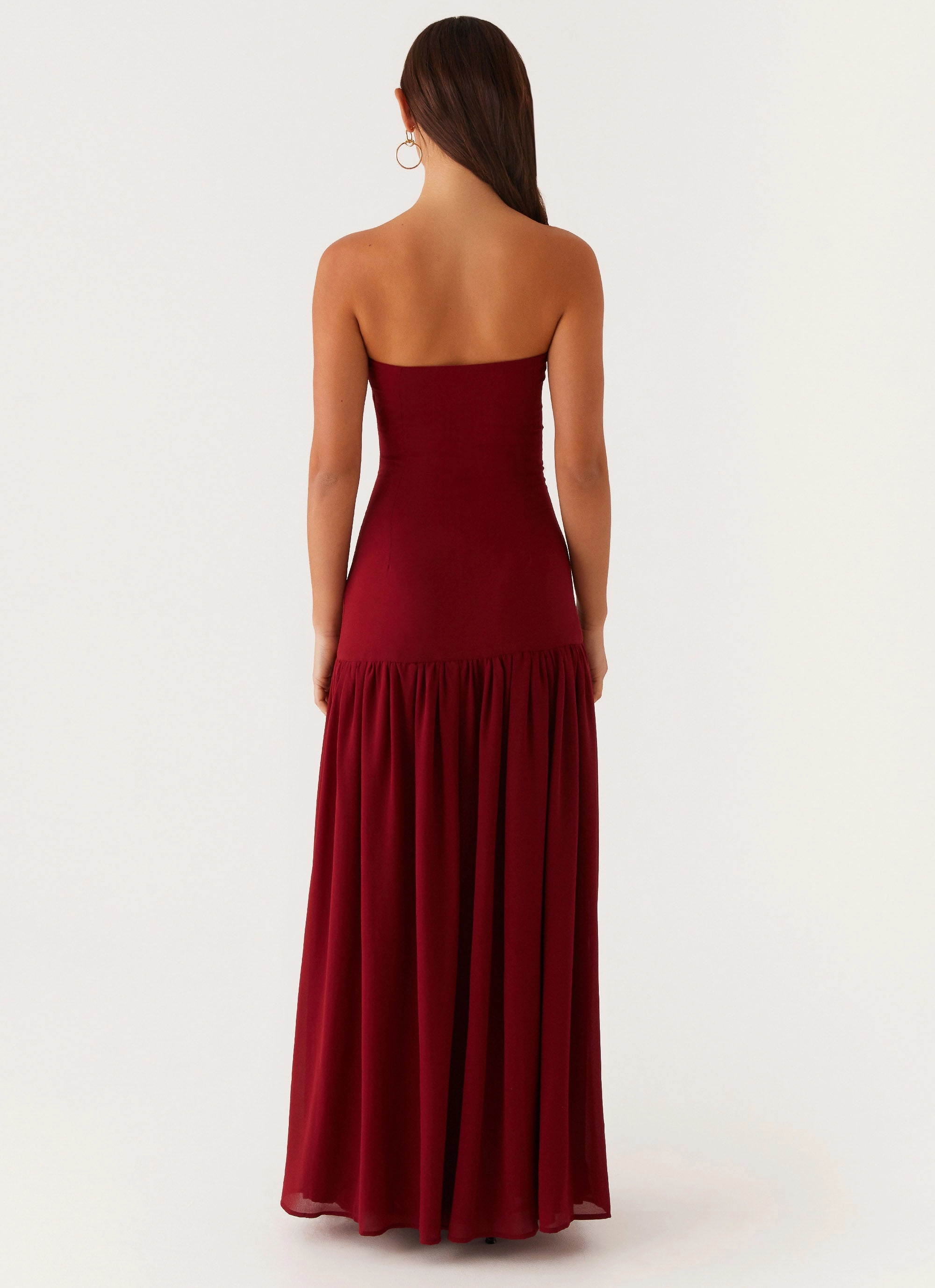 Eden Strapless Maxi Dress - Maroon Effortless Layer Wear Rose Soft