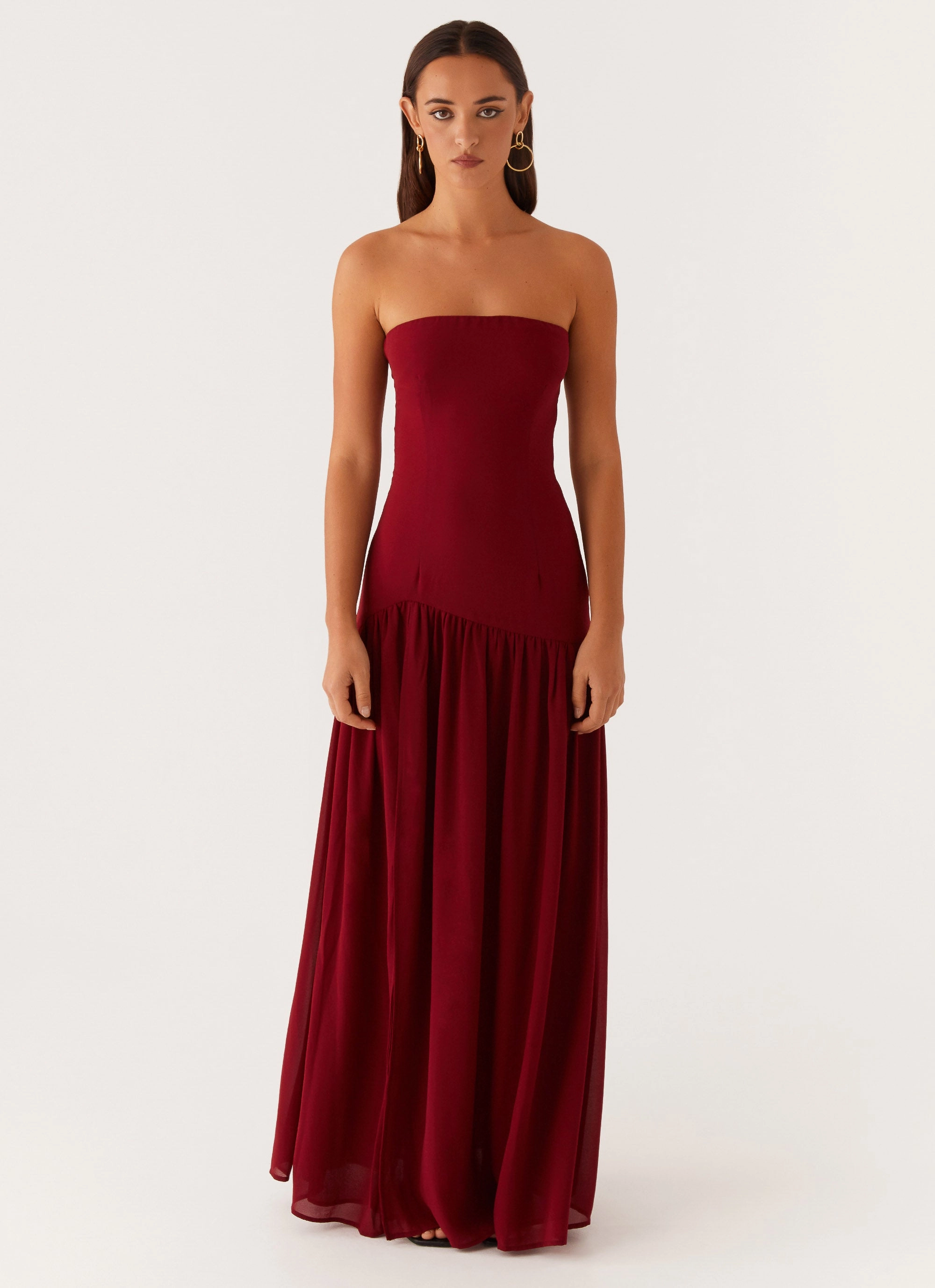 Euro Touch Eden Strapless Maxi Dress - Maroon