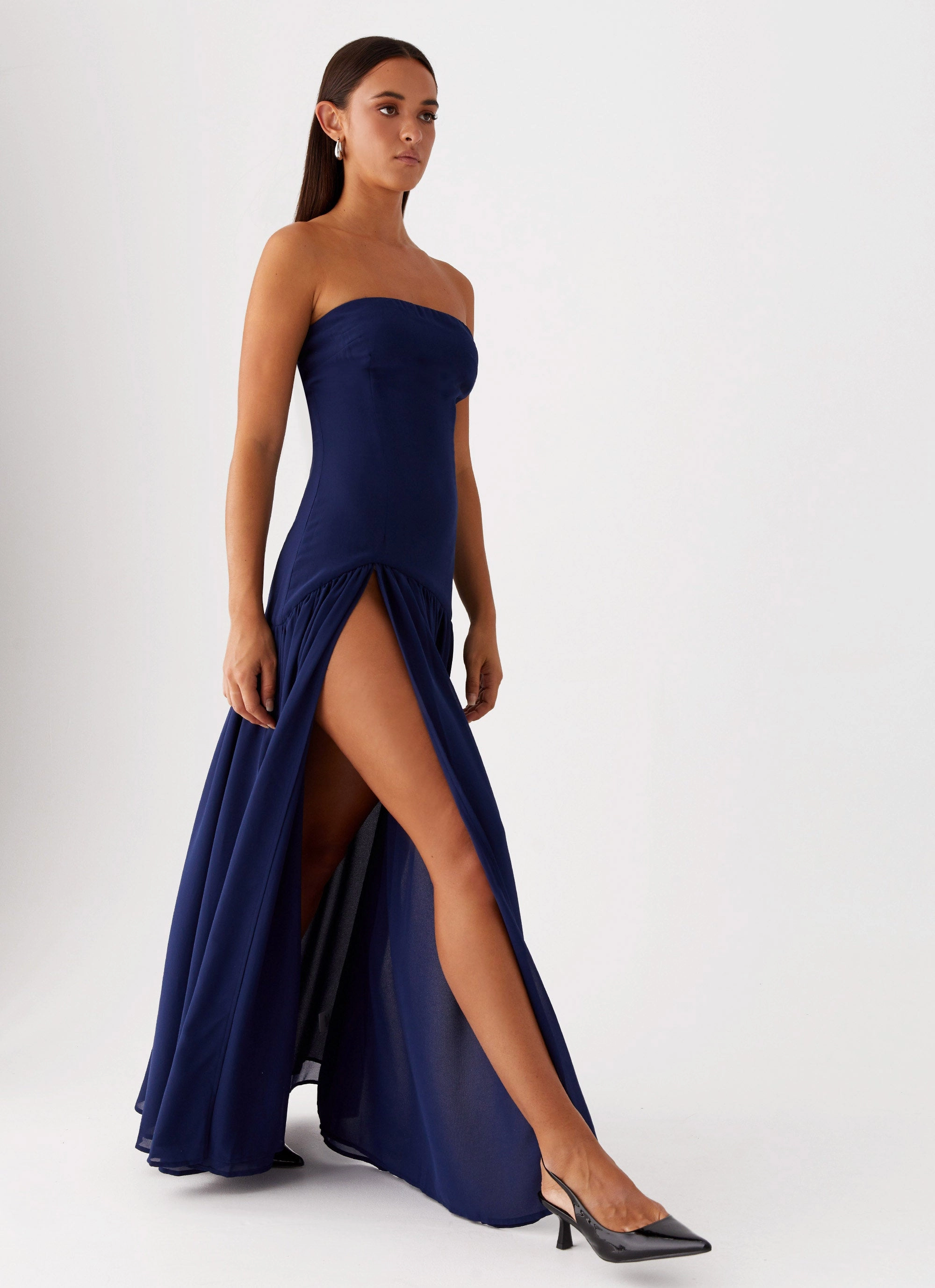 Subtle tone Eden Strapless Maxi Dress - Navy