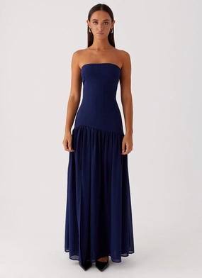 Outdoor Scene Party Safe Eden Strapless Maxi Dress - Navy