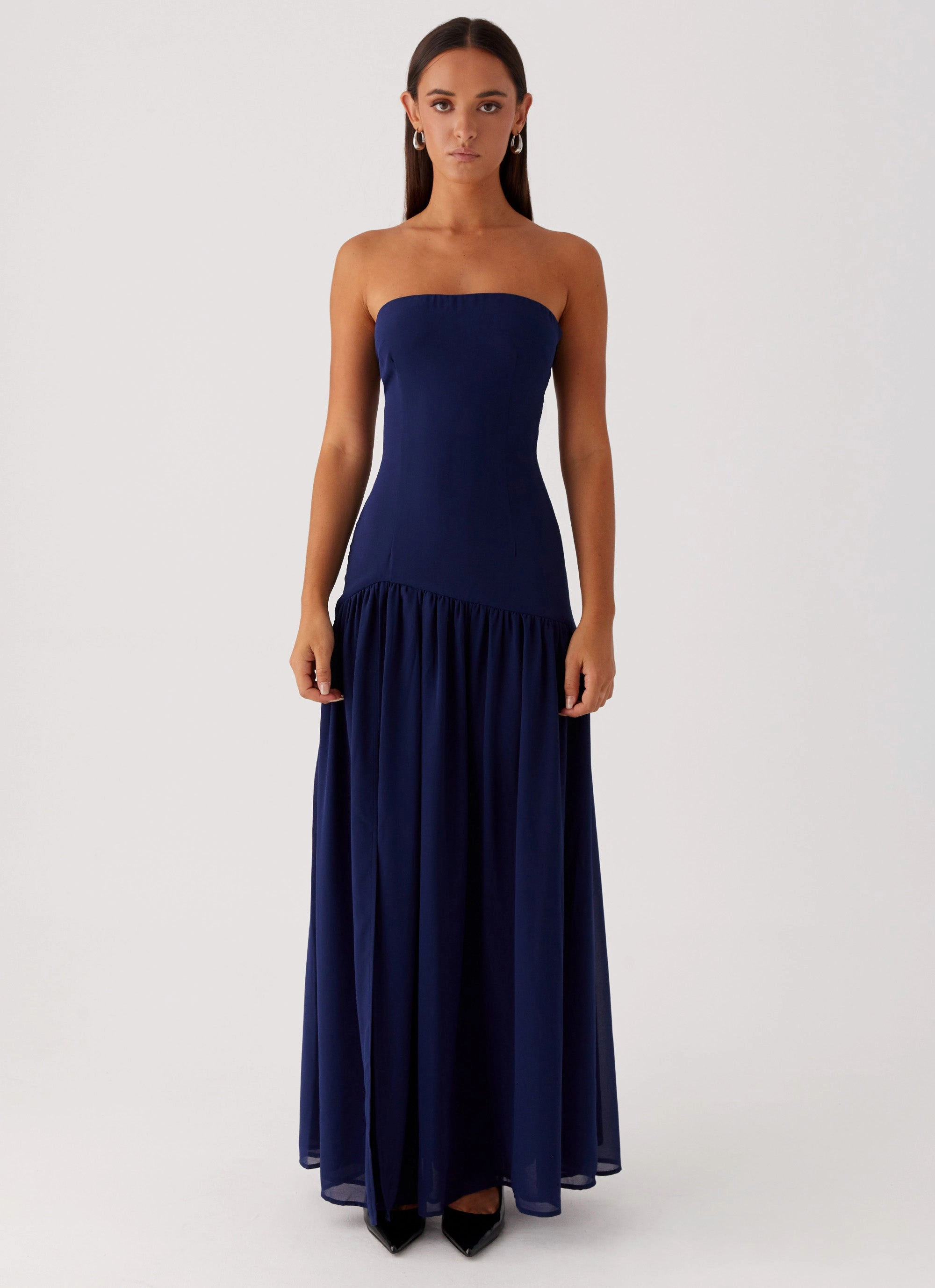 Outdoor Scene Party Safe Eden Strapless Maxi Dress - Navy
