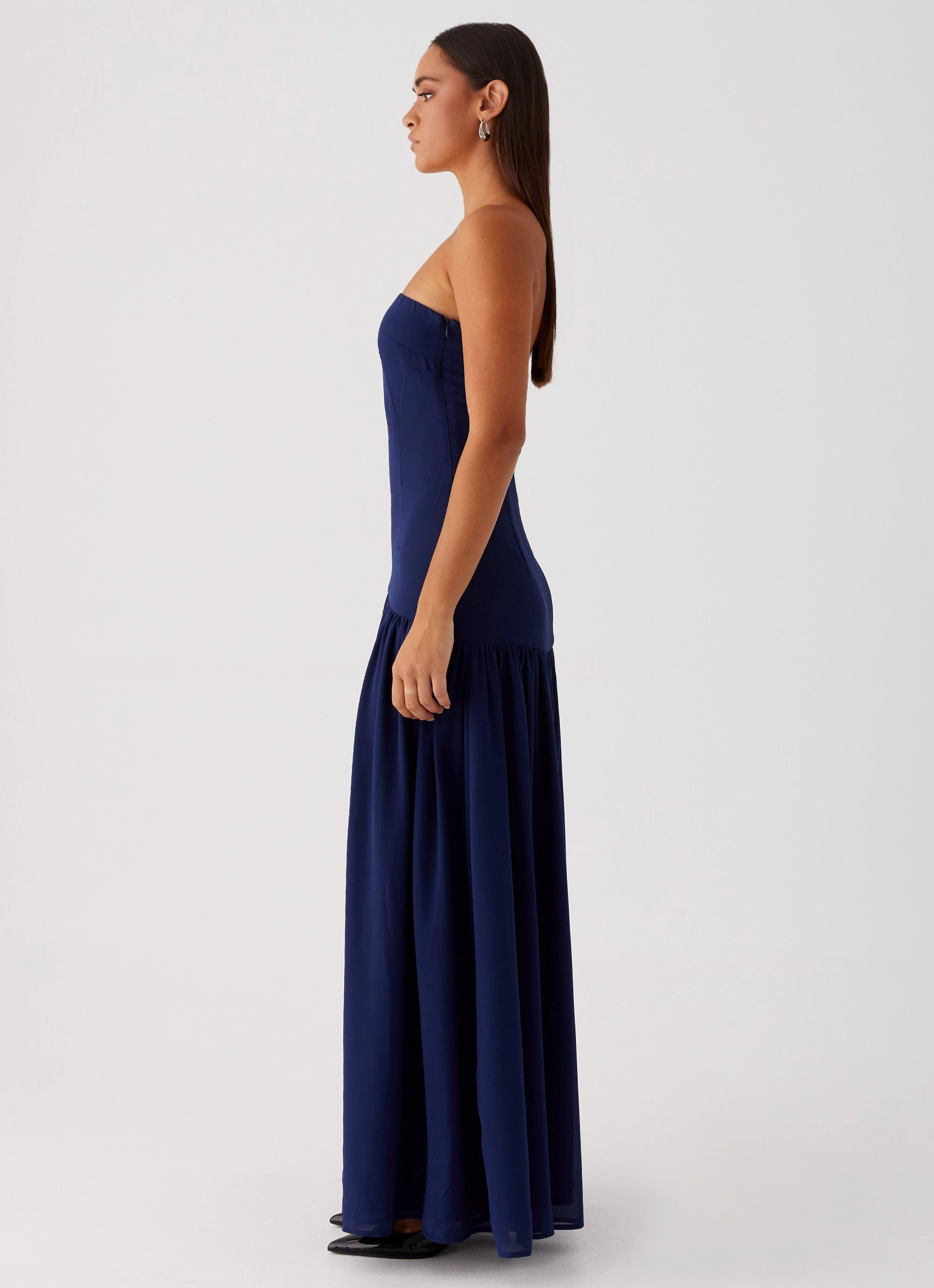 Eden Strapless Maxi Dress - Navy Romance Glow