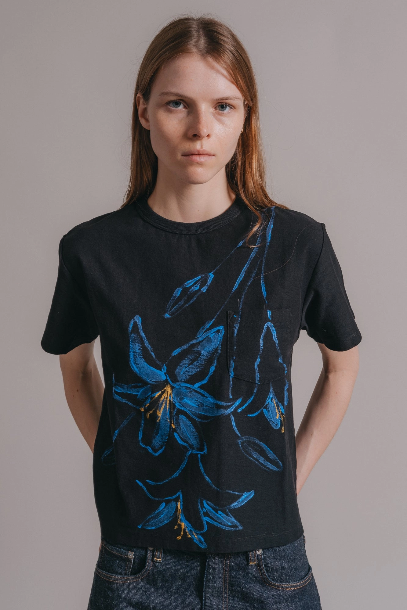 x Katie Tomlinson ? Pocket T Black Garment Washed Texture Relaxed Wear