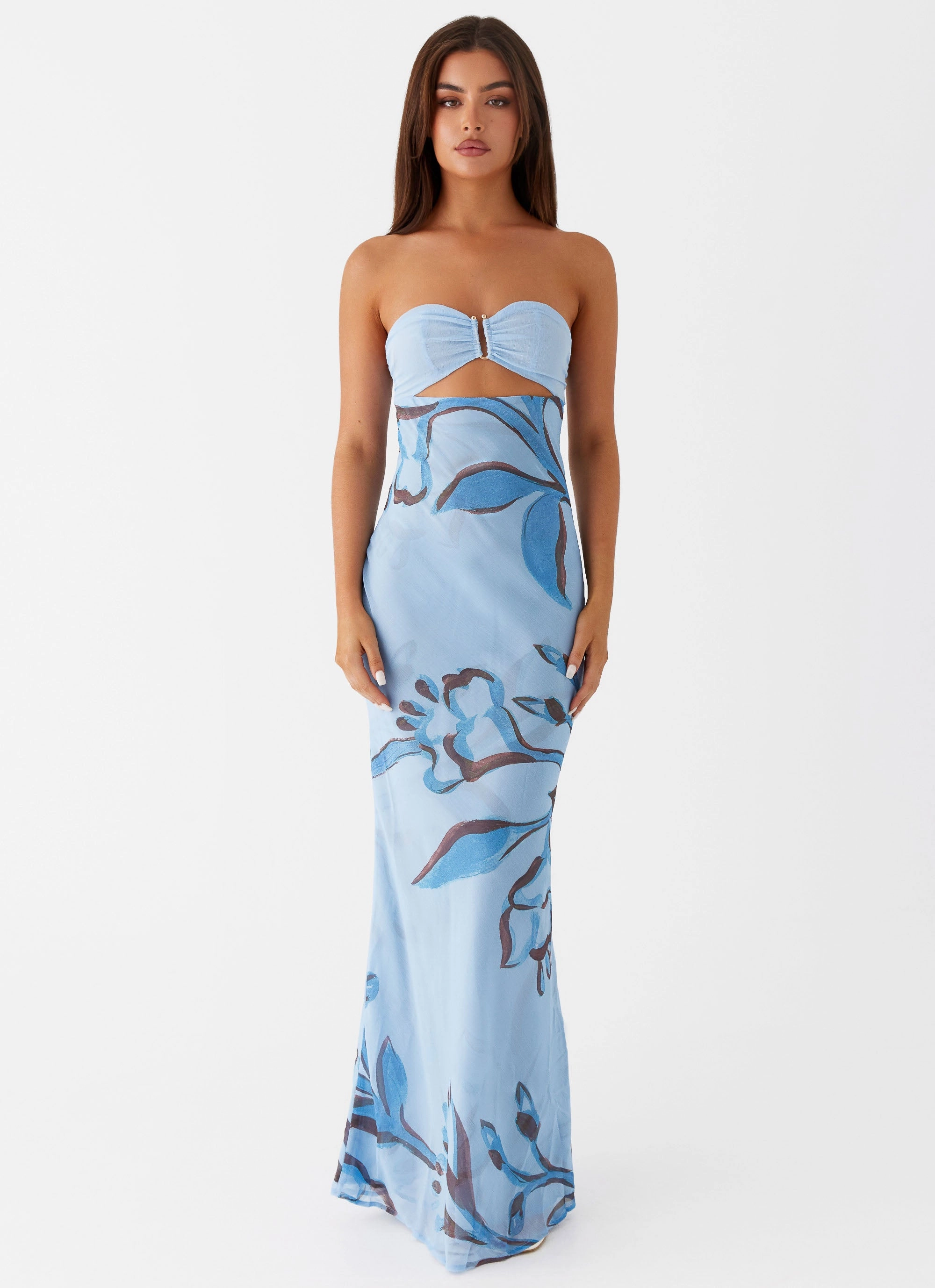 MoldResistantTexture Night Charm Tropicana Maxi Dress - Blue Floral